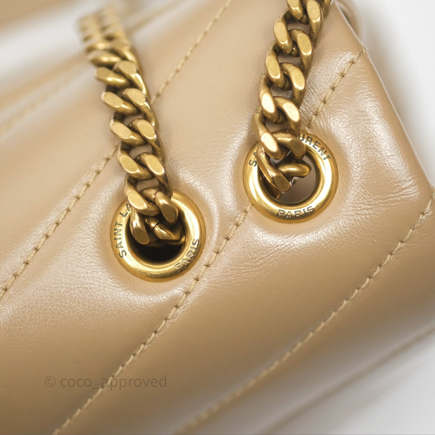 Saint Laurent Loulou Small Flap Bag Beige Gold Hardware