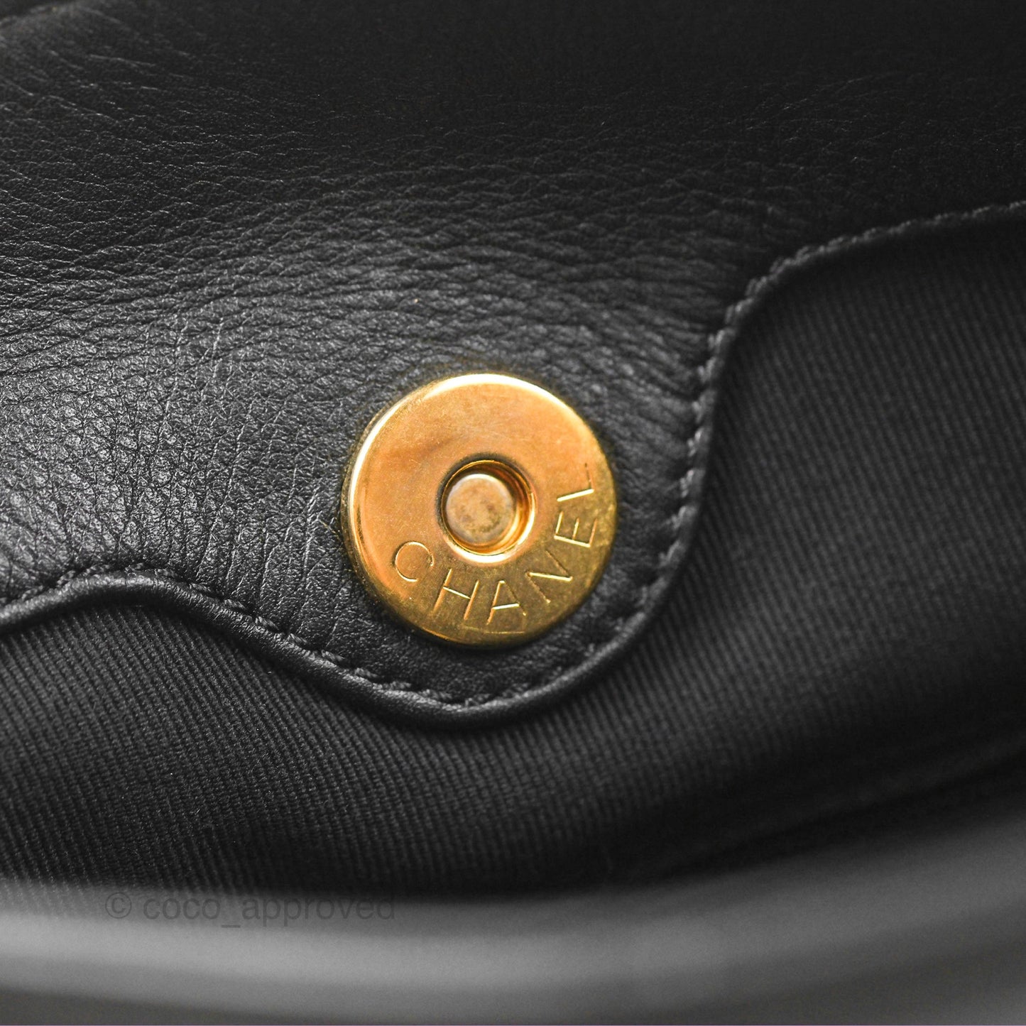 Chanel Drawstring Tote Bag Black Calfskin Aged Gold Hardware