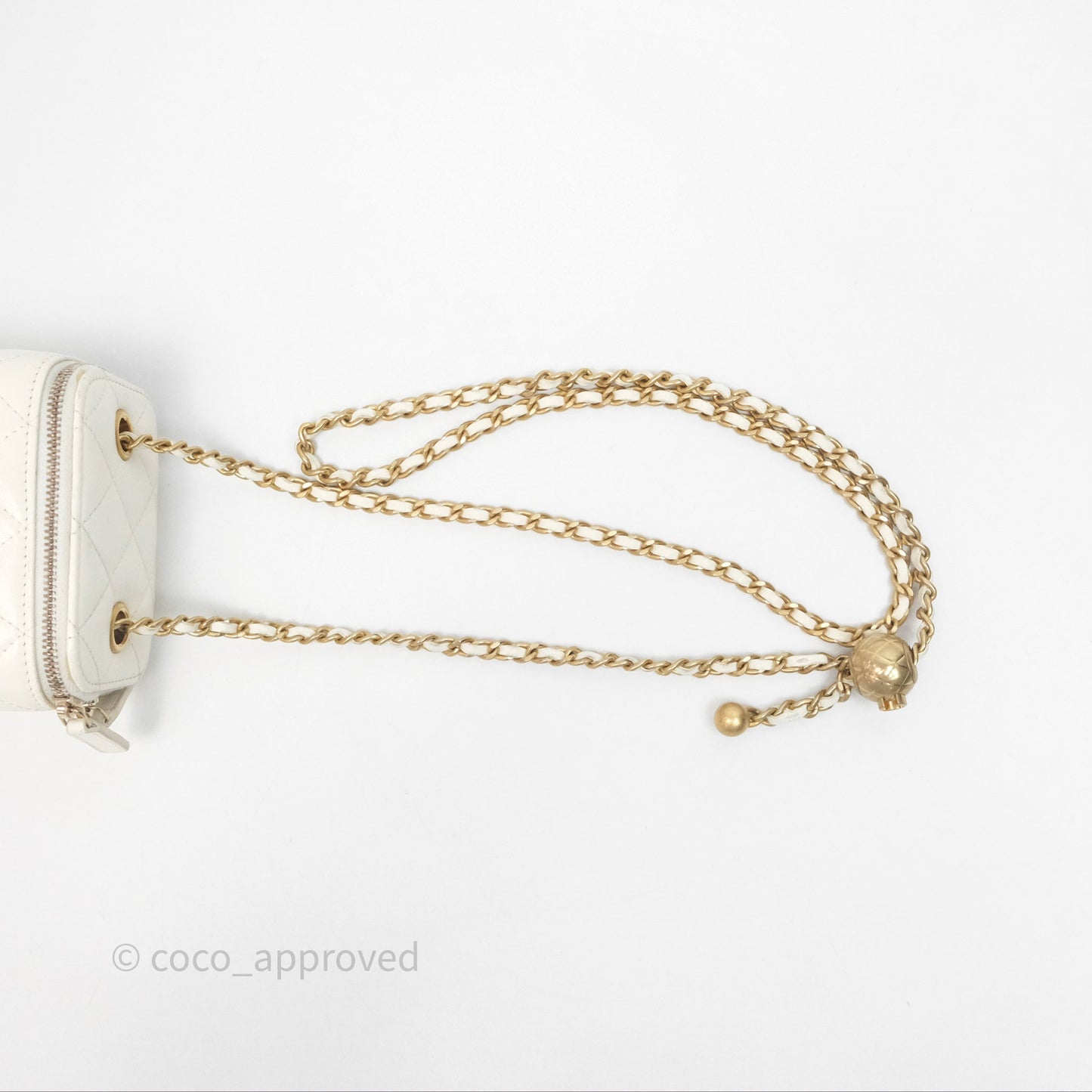 Chanel Mini Pearl Crush Vanity With Chain Ivory White Aged Gold Hardware