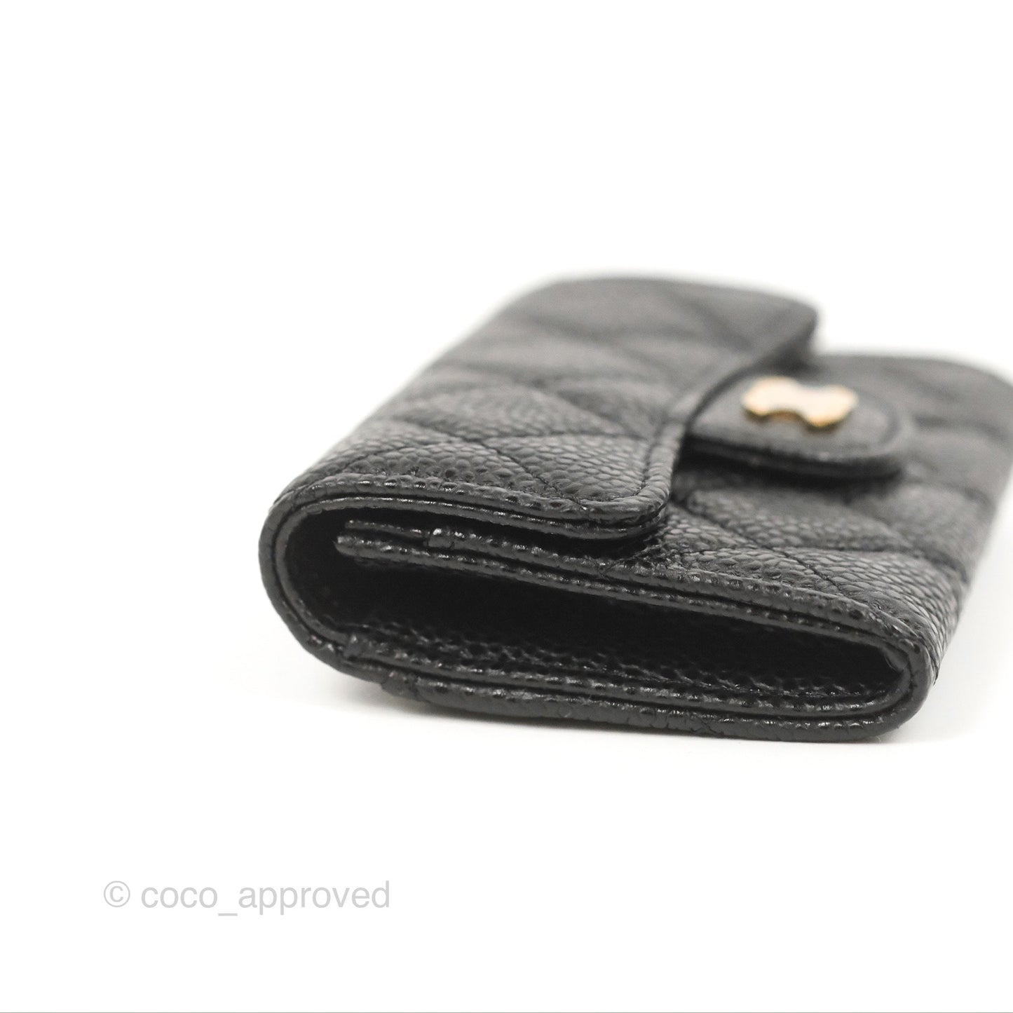 Chanel Classic Quilted Flap Card Holder Black Caviar Gold Hardware