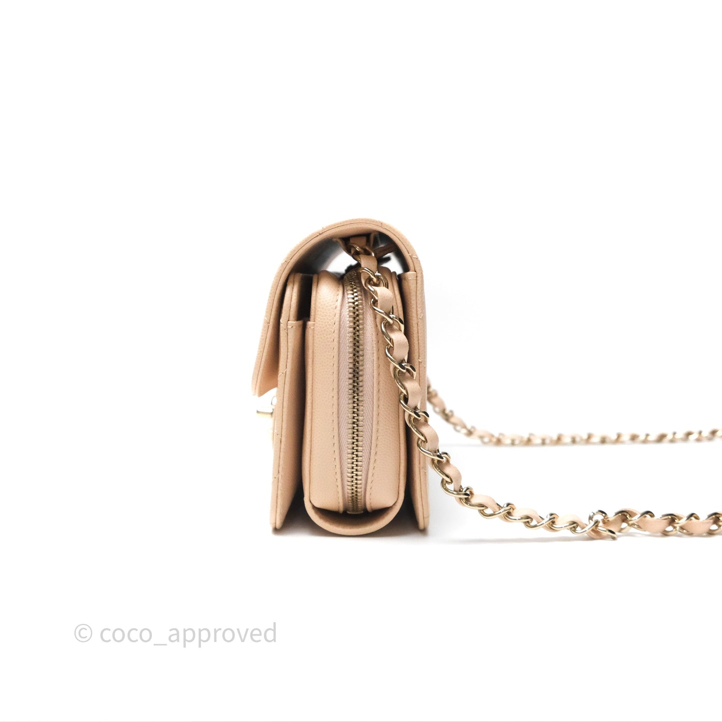 Chanel Quilted Small Like The Wallet Flap Light Beige Pink Caviar Light Gold Hardware 22C