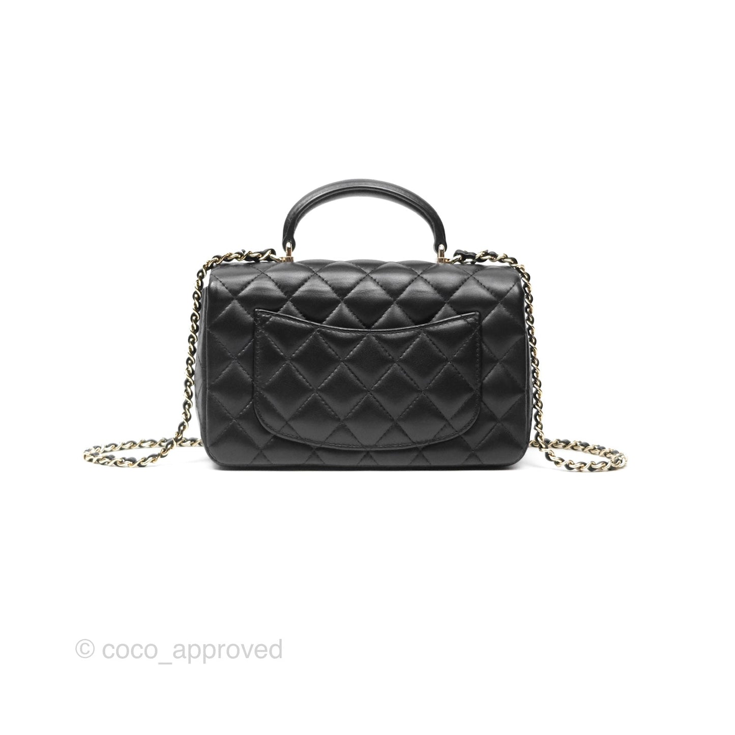 Chanel Top Handle Mini Rectangular Flap Bag Black Lambskin Gold Hardware