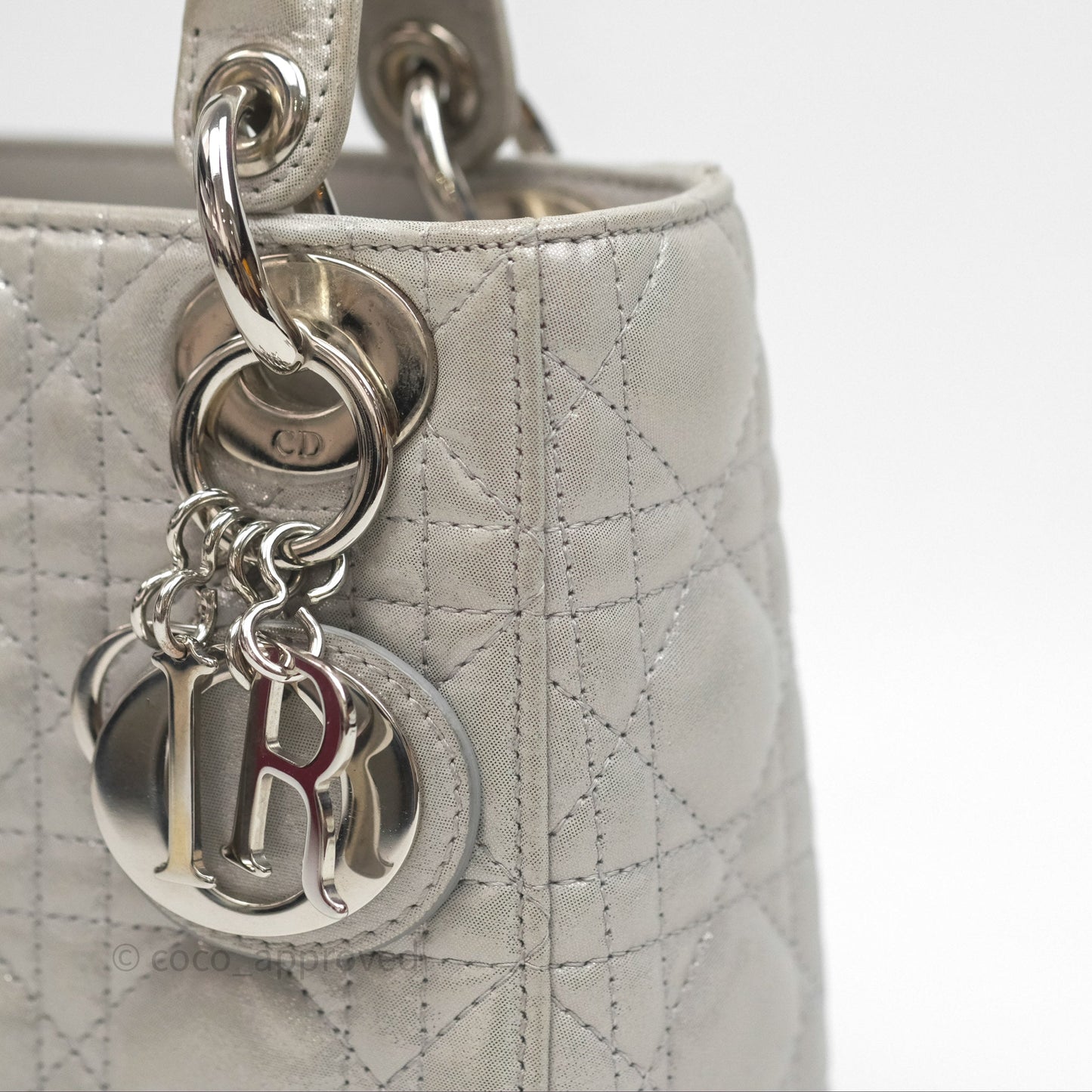 Christian Dior Calfskin Cannage Mini Lady Dior Grey