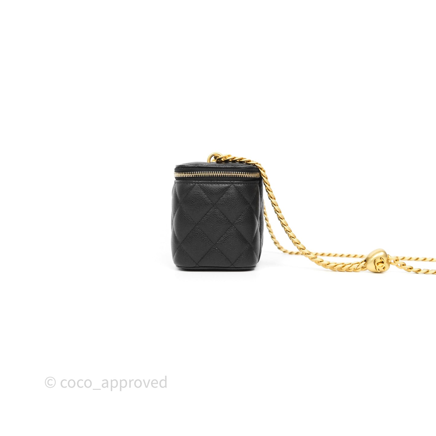 Chanel Vanity with Heart Adjustable Chain Black Caviar Aged Gold Hardware