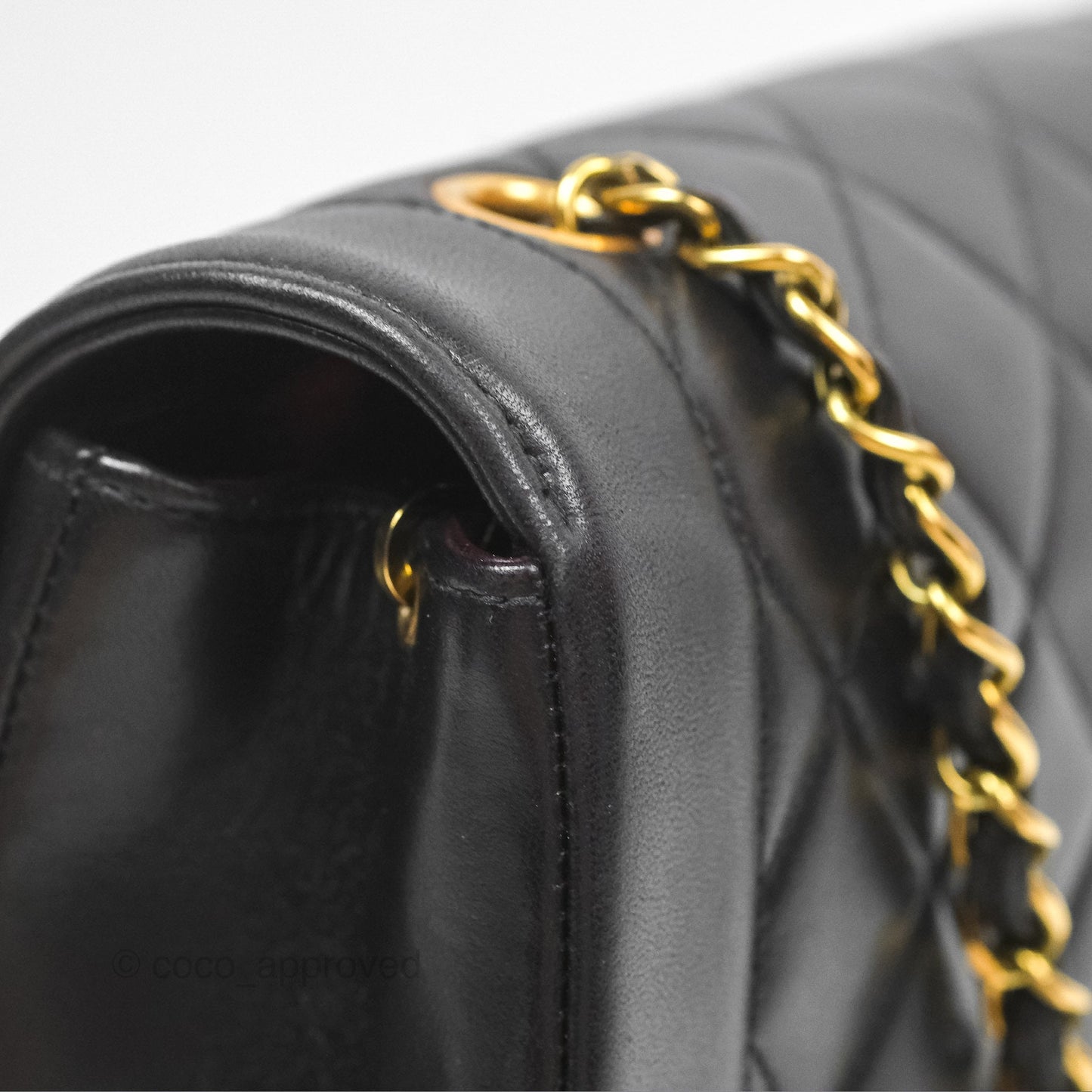 Chanel Vintage Quilted Medium Classic Diana Flap Bag Black Lambskin 24K Gold Hardware