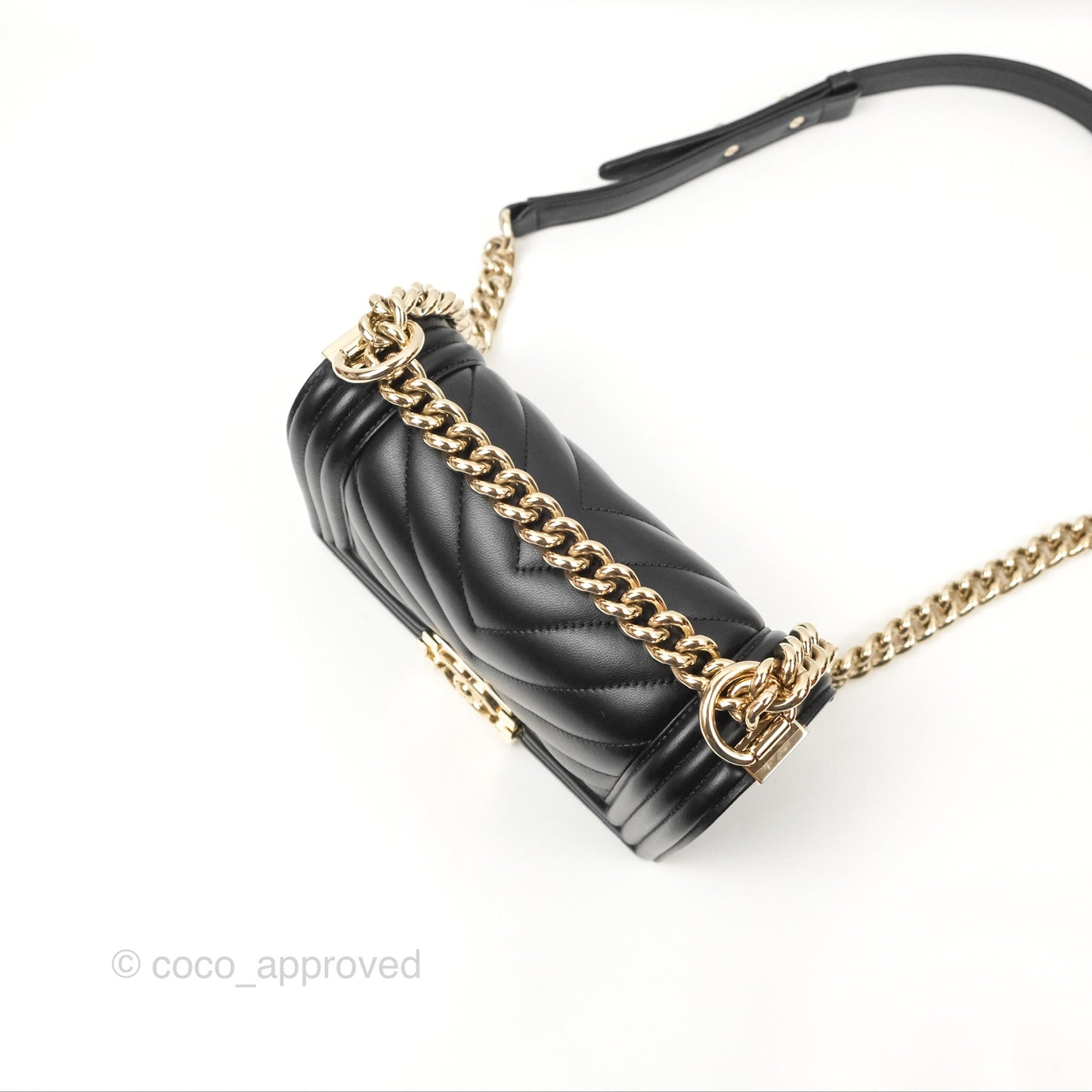 Chanel Small Boy Chevron Black Lambskin Gold Hardware