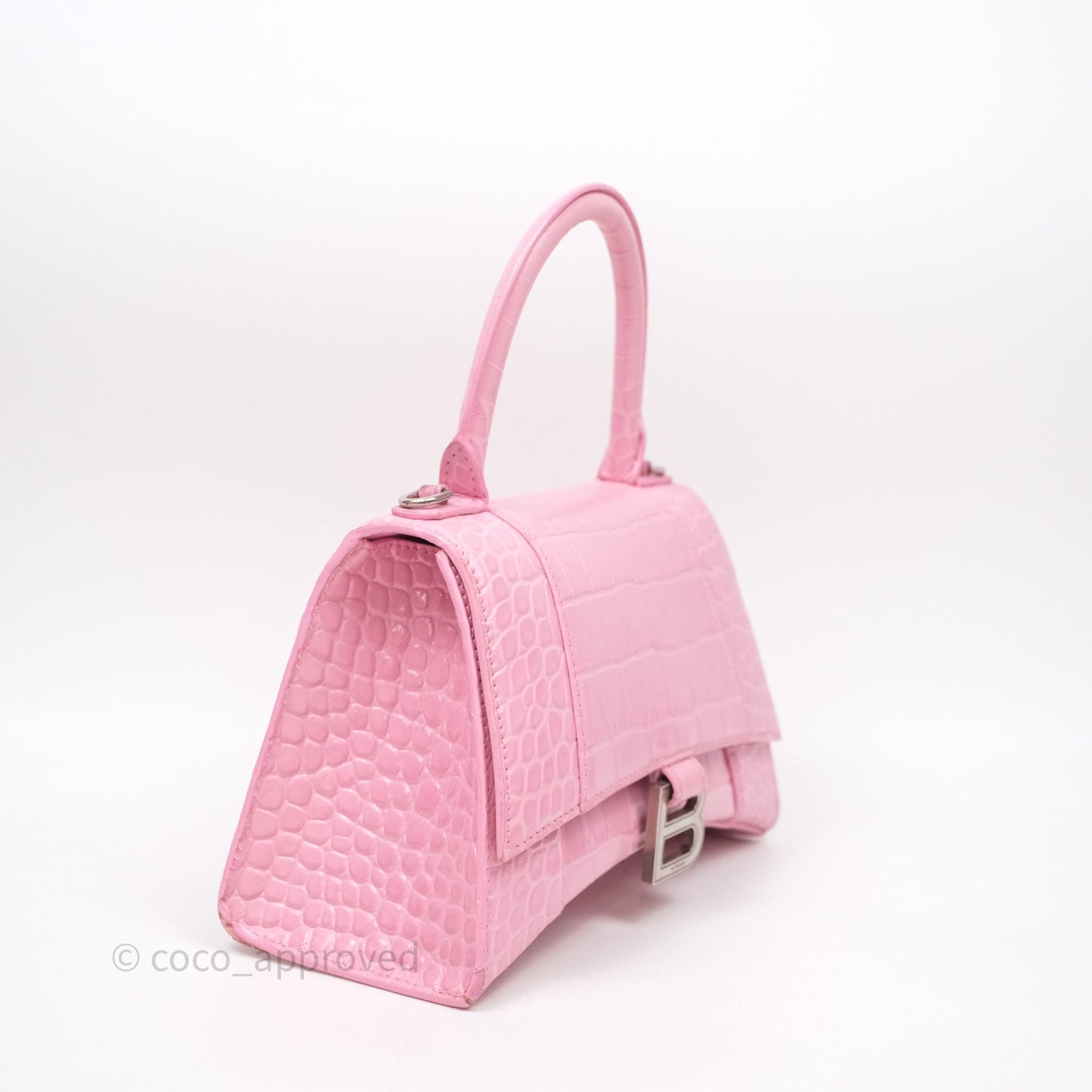 Balenciaga Small Hourglass Embossed Bag Pink