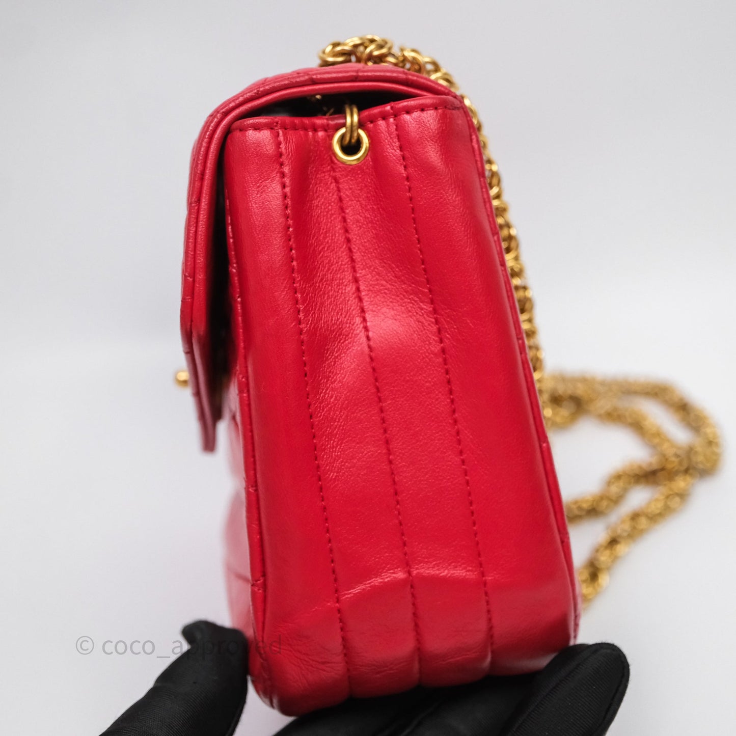 Chanel Vintage Quilted Flap Bag Red Lambskin Gold Hardware