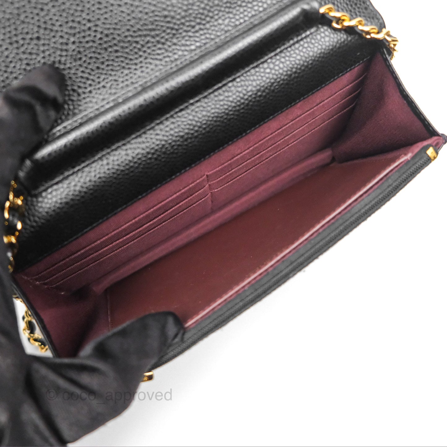 Chanel Classic Wallet On Chain WOC Quilted Black Caviar Gold Hardware