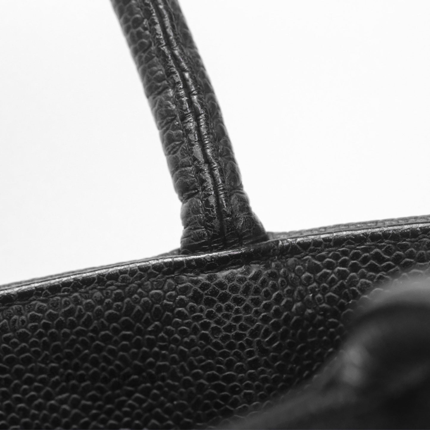 Chanel Vintage Medallion CC Black Caviar Tote Bag Gold Hardware