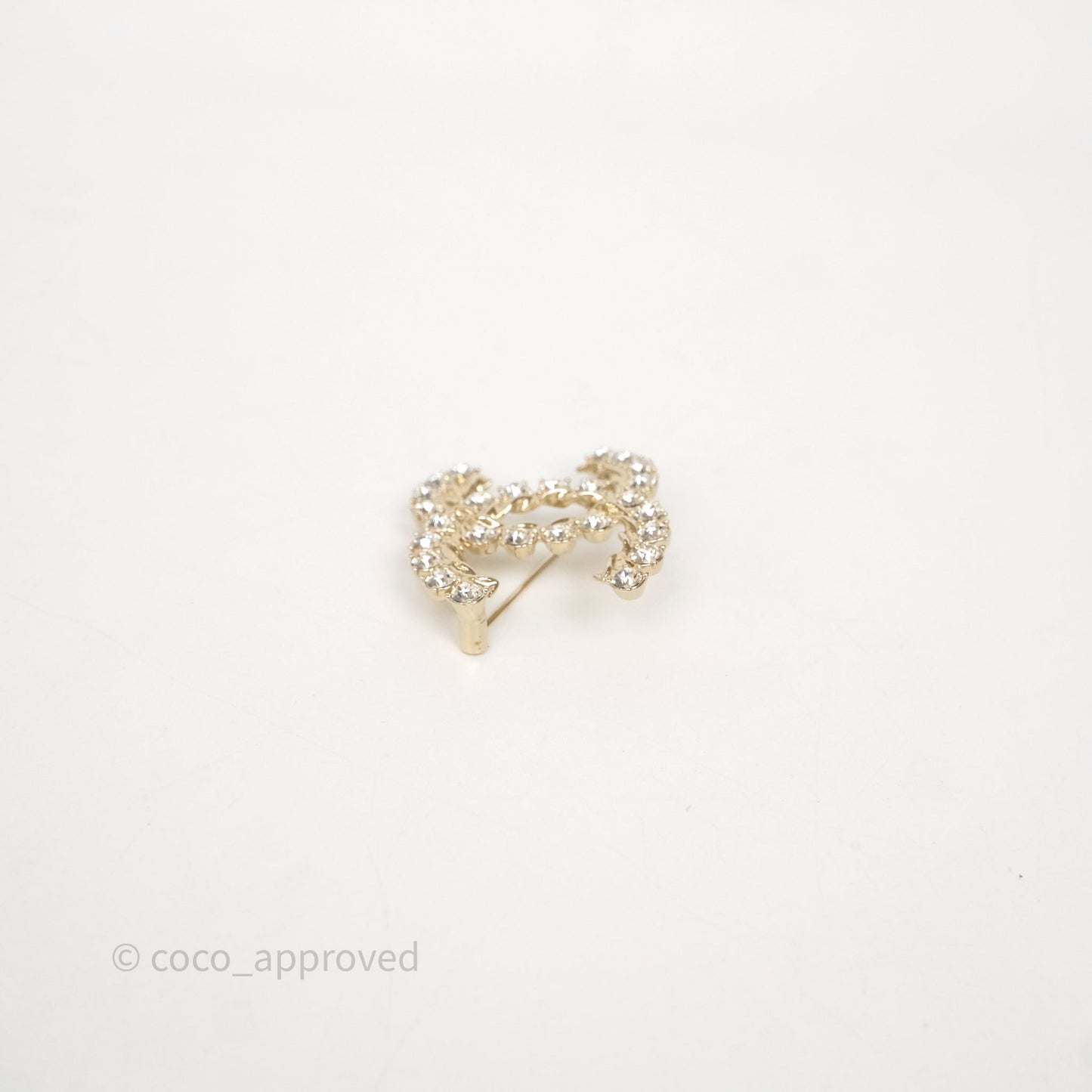 Chanel Crystal CC Brooch Gold Tone 21C