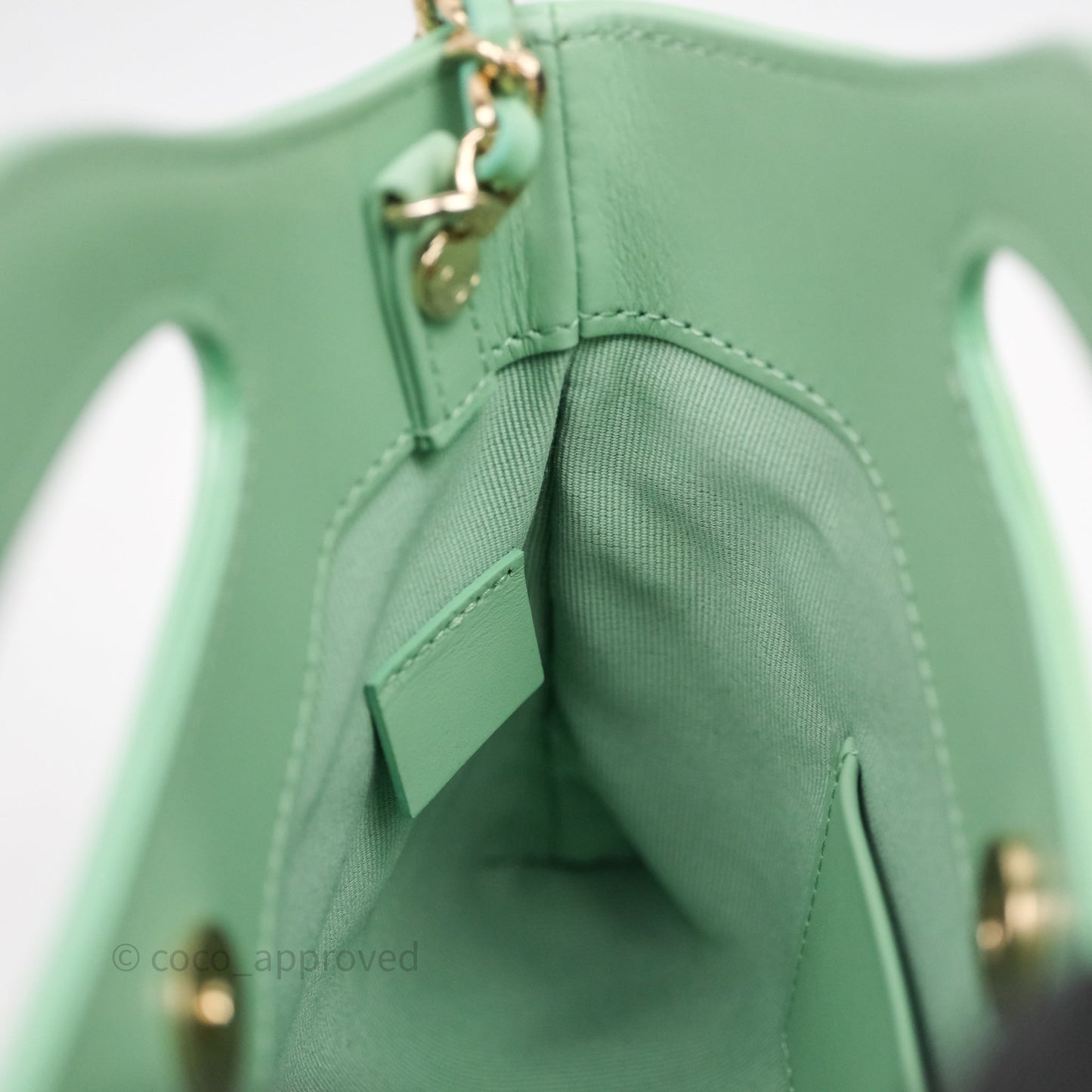 Chanel Nano 31 Green Shiny Lambskin Gold Hardware