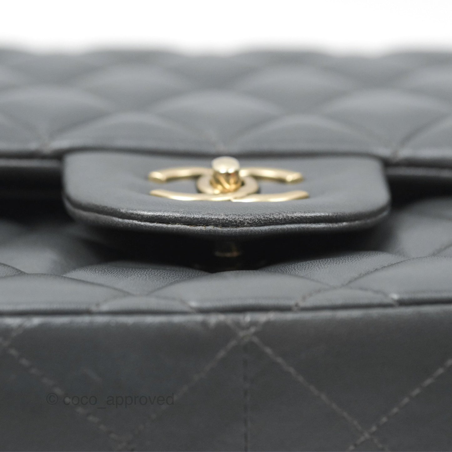 Chanel Jumbo Double Flap Dark Grey Lambskin Brushed Gold Hardware⁣⁣