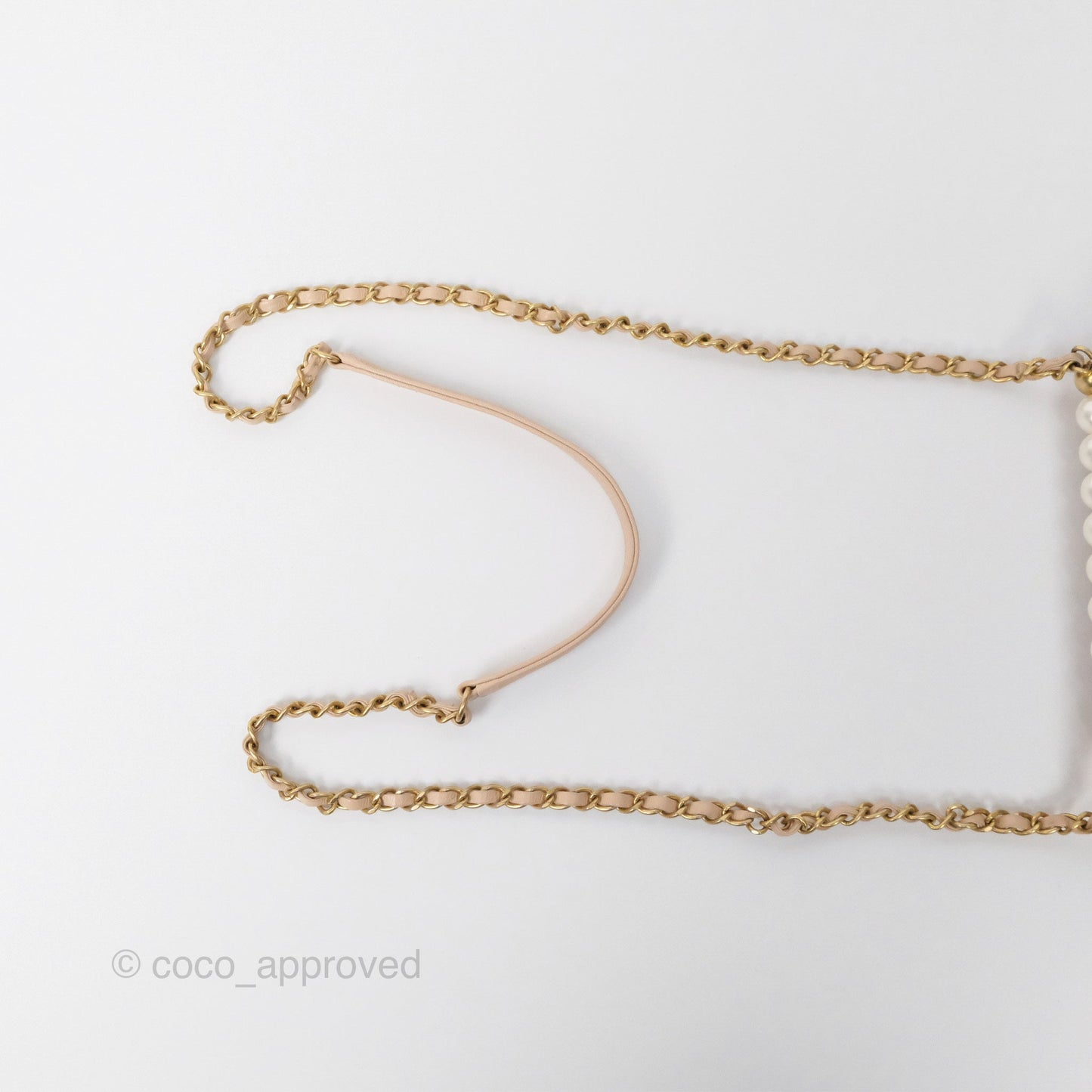 Chanel Quilted Chic Pearls Flap Beige Pink Goatskin Aged Gold Hardware
