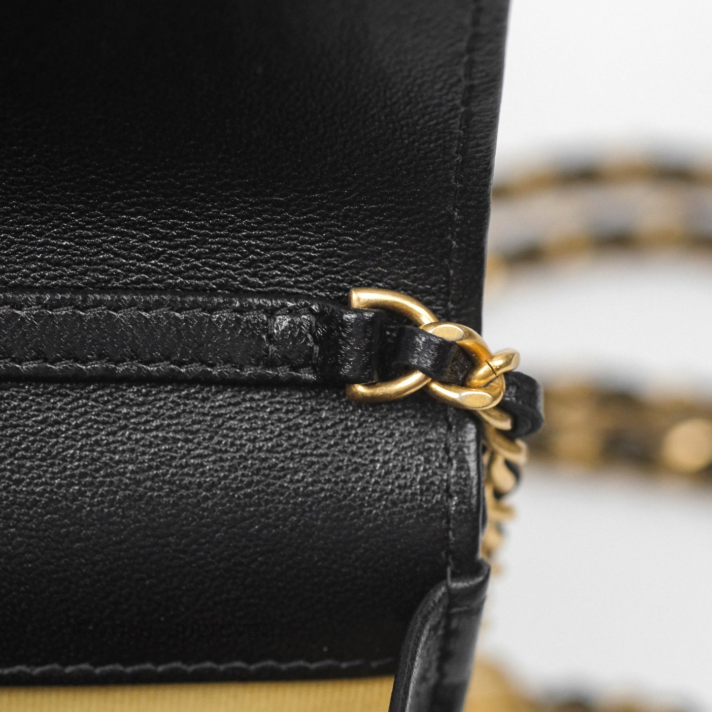 Chanel Quilted WOC Adjustable Chain Black Shiny Lambskin Aged Gold Hardware