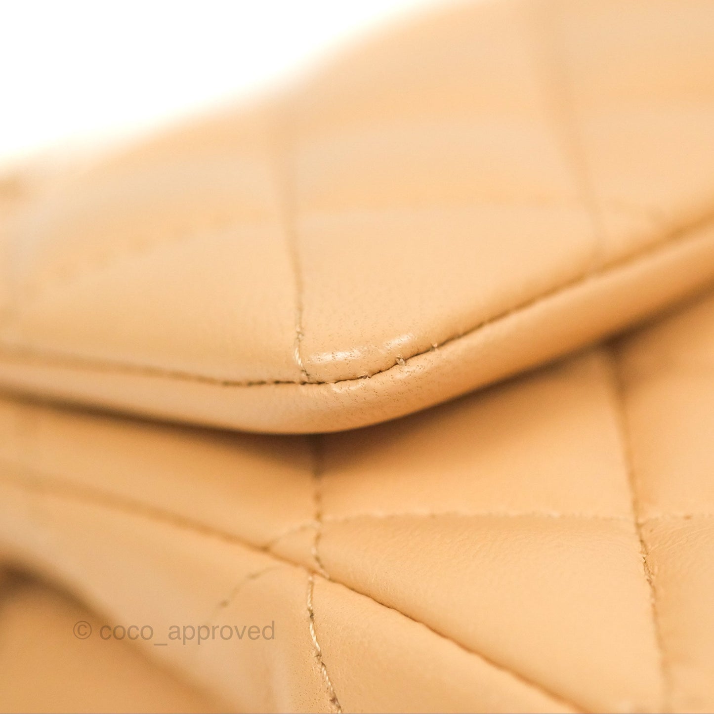 Chanel Quilted Mini Rectangular Flap Beige Lambskin Gold Hardware