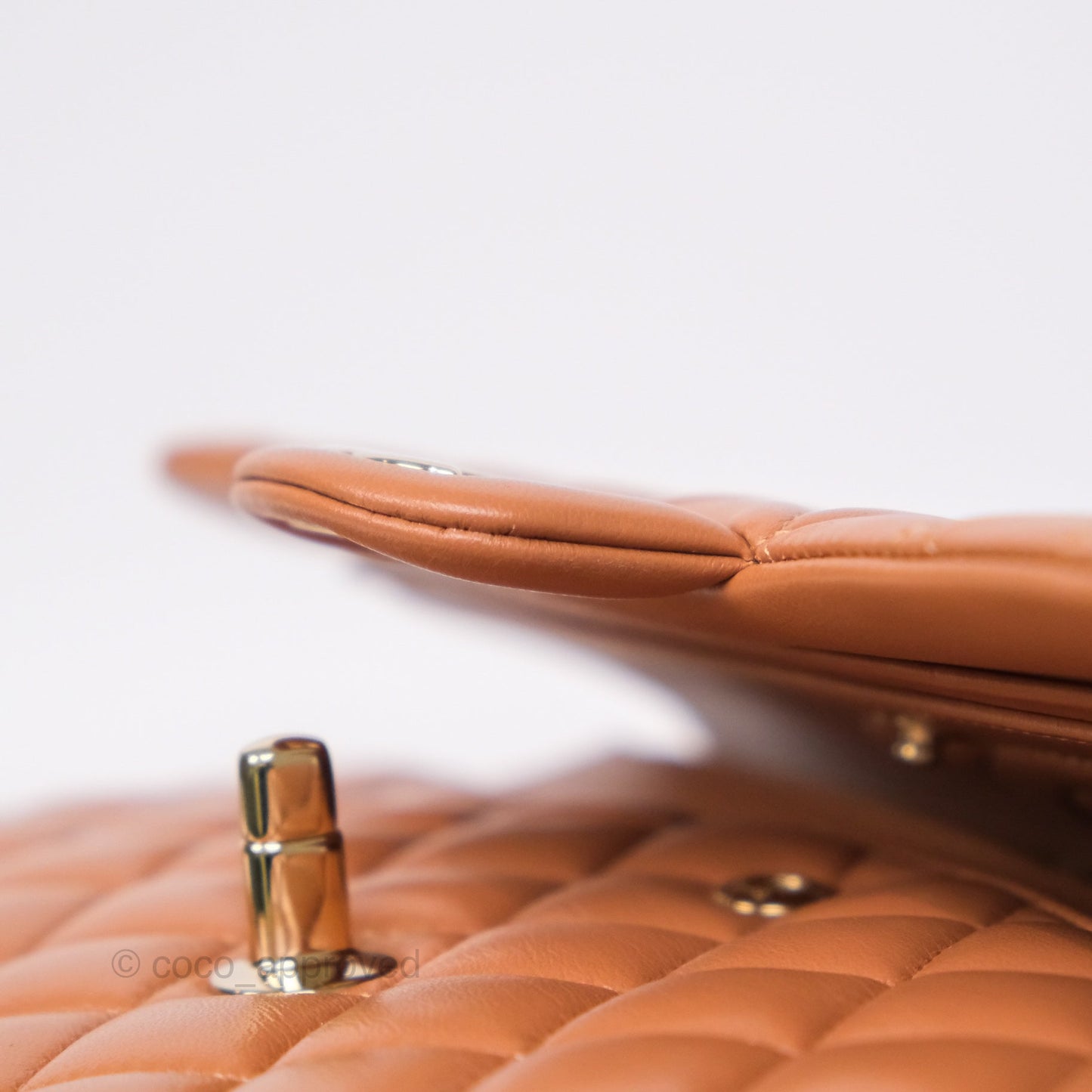 Chanel Medium Classic Quilted Flap Dark Beige Caramel Lambskin Gold Hardware