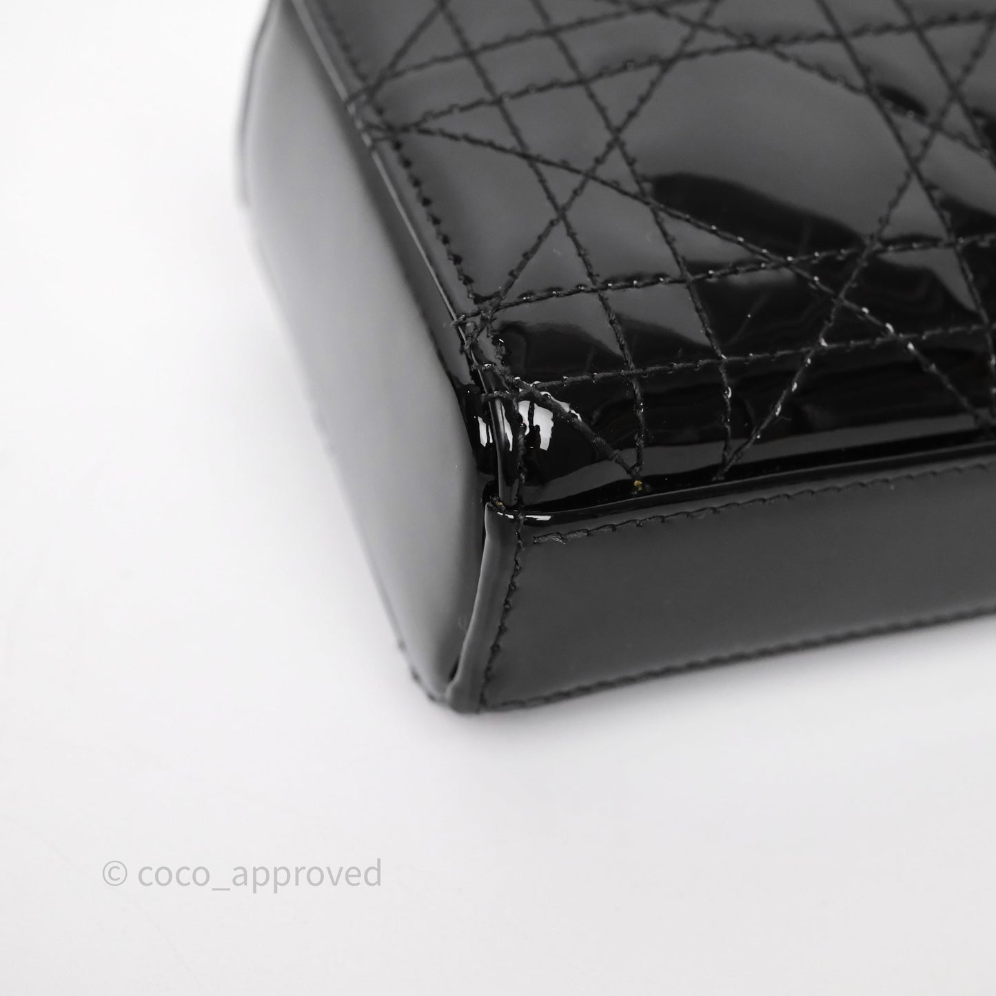 Christian Dior Micro Lady D-Joy Bag Black Patent Cannage Calfskin Gold Hardware