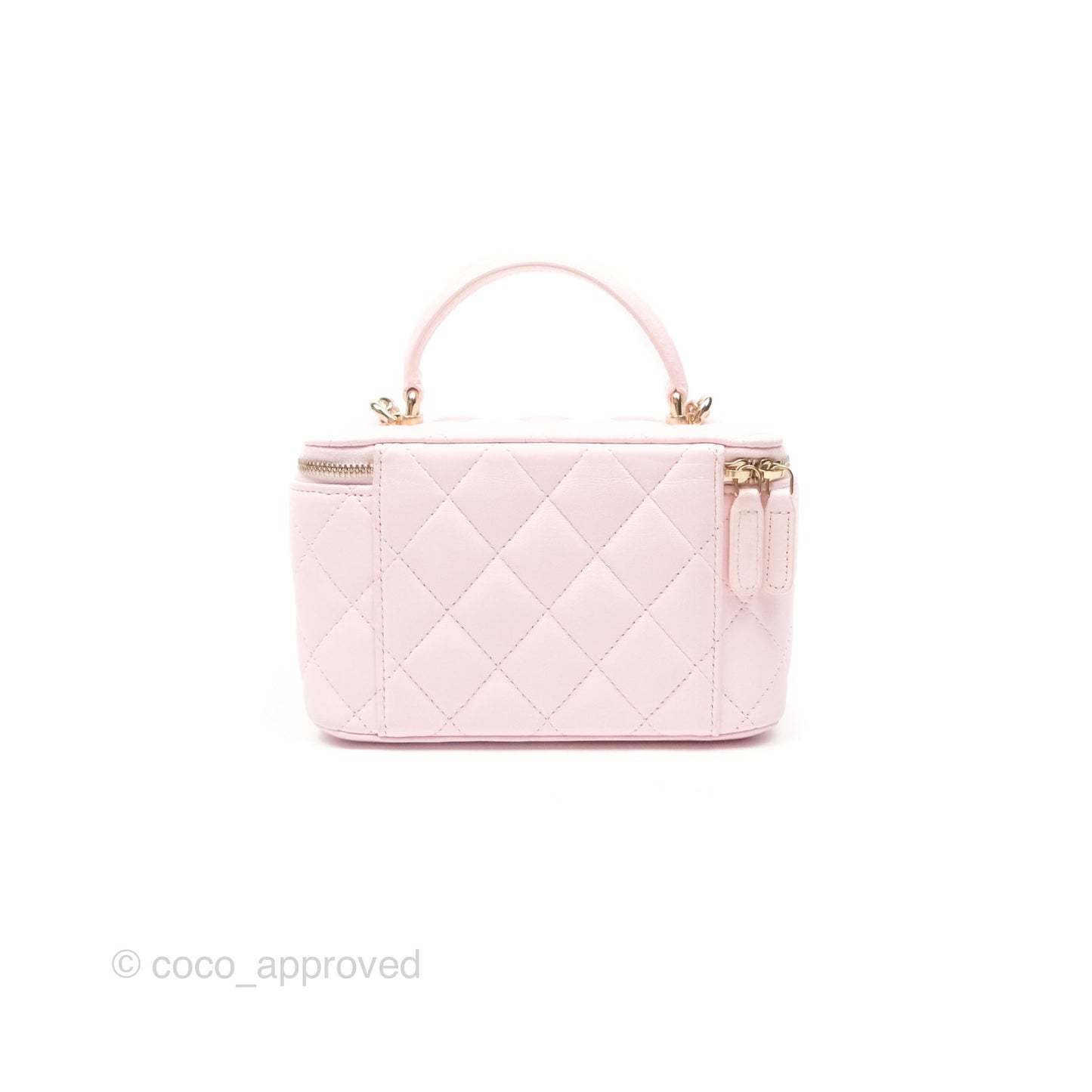 Chanel Vanity Rectangular Top Handle Light Pink Lambskin Gold Hardware
