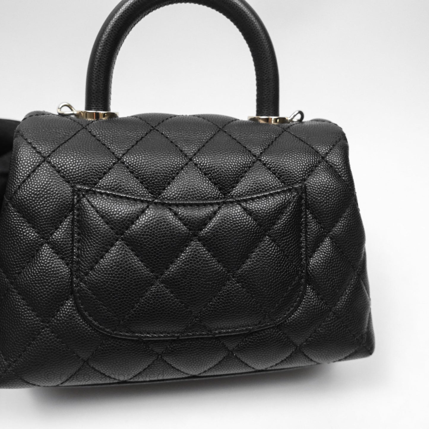 Chanel Mini Coco Handle Quilted Black Caviar Gold Hardware