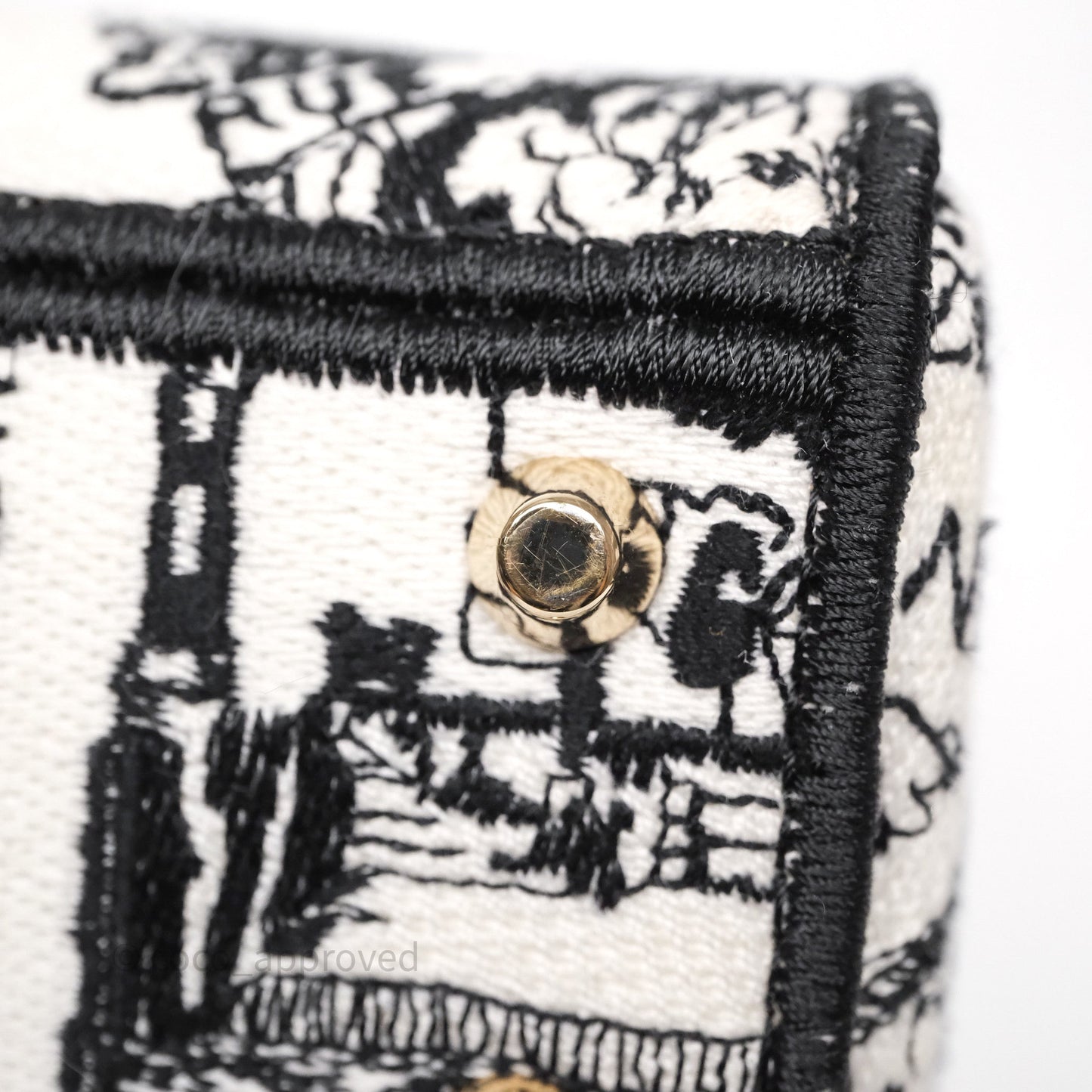 Christian Dior Mini Lady D-Lite Bag White/ Black Plan de Paris Embroidered