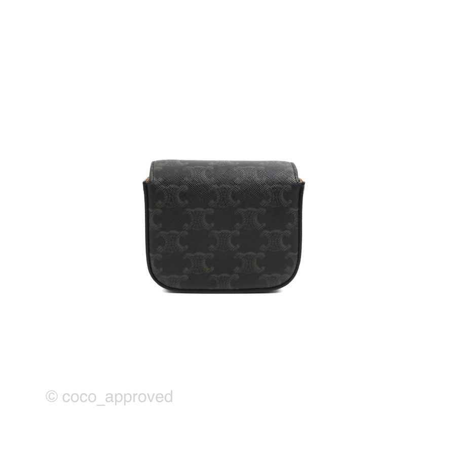 Celine Tan Canvas Calfskin Mini Triomphe