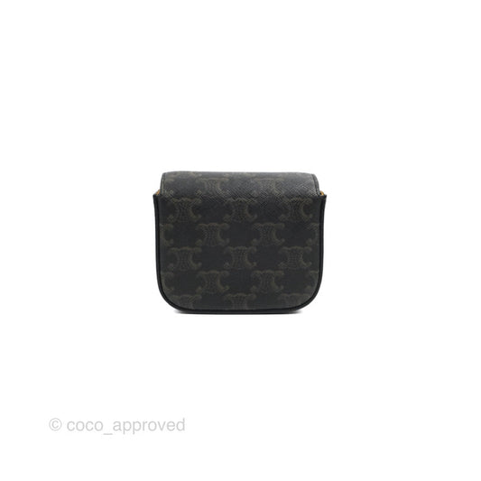 Celine Tan Canvas Calfskin Mini Triomphe