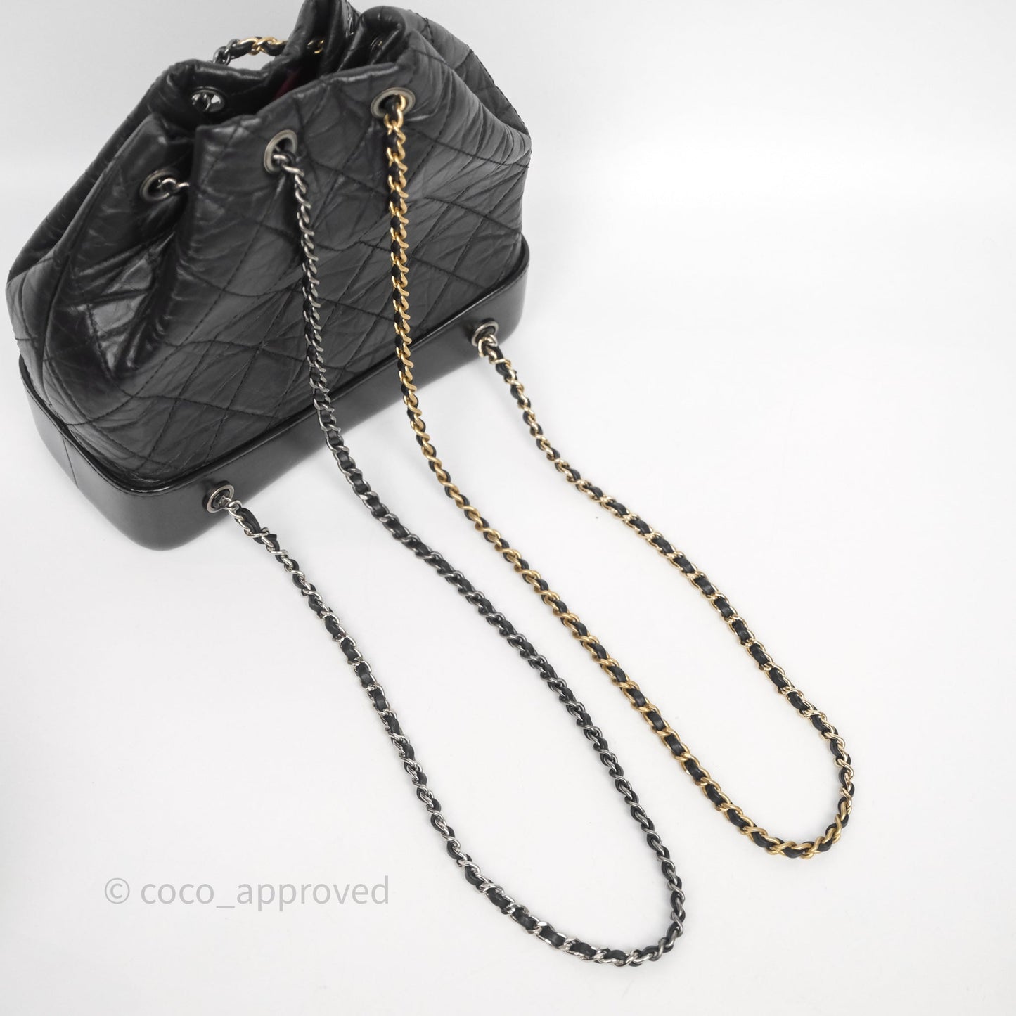 Chanel Small Gabrielle Backpack Quilted Black Aged Calfskin