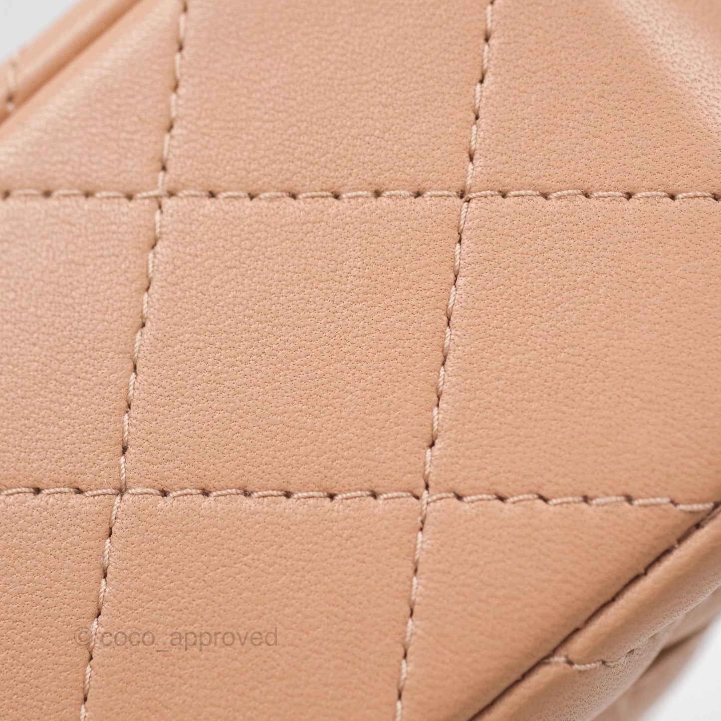 Chanel Quilted Mini Rectangular Flap Beige Lambskin Gold Hardware