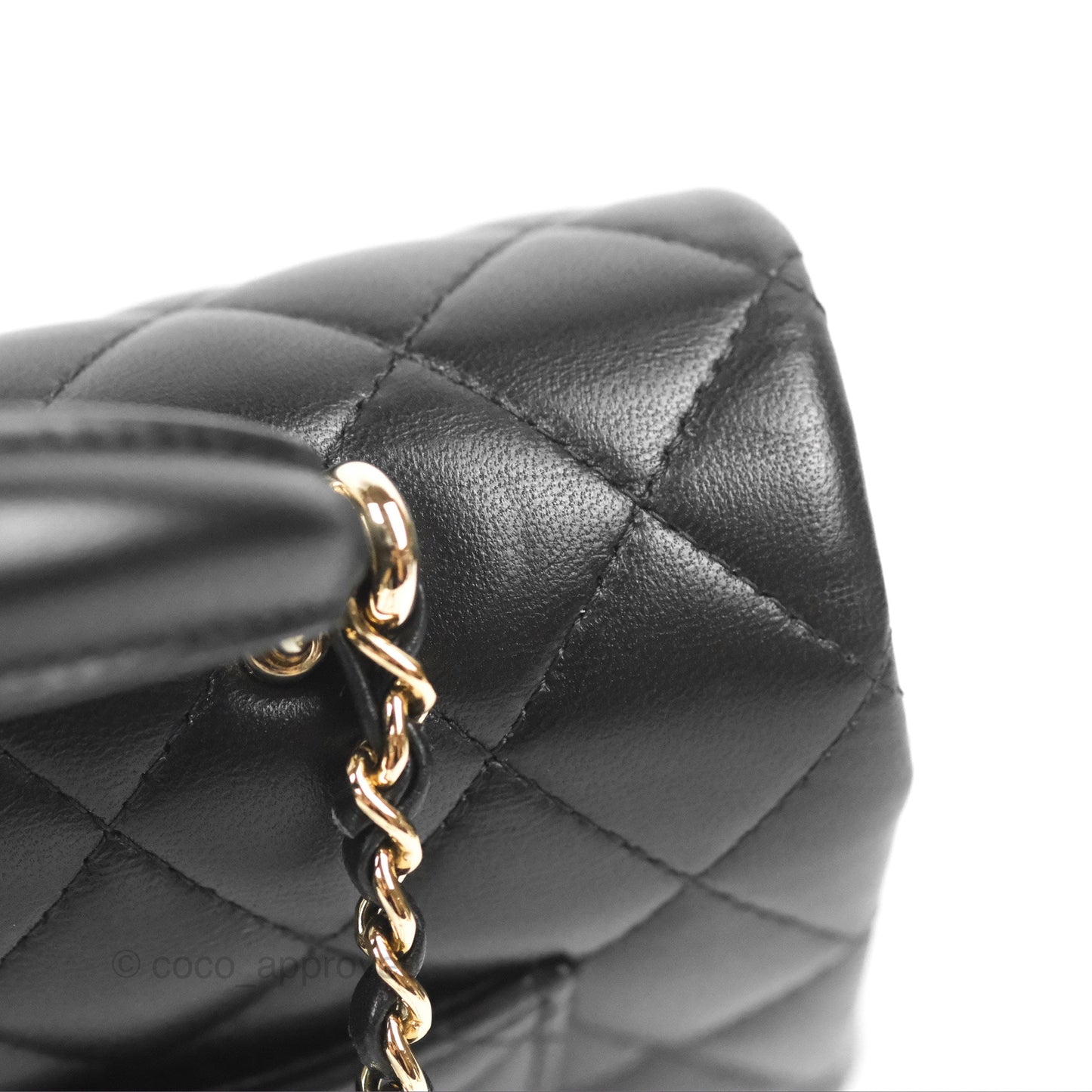 Chanel Top Handle Mini Rectangular Flap Bag Black Lambskin Gold Hardware