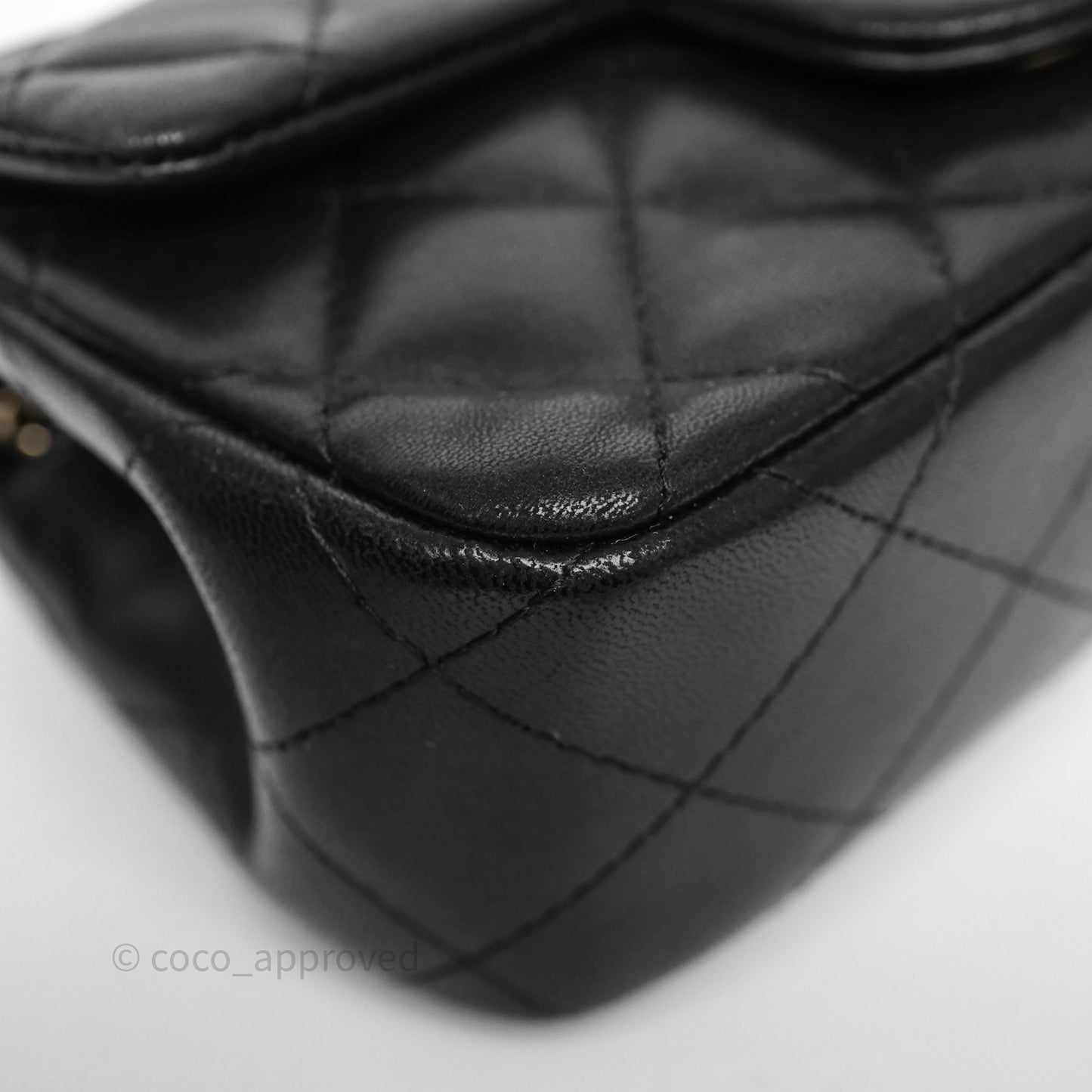 Chanel Quilted Extra Mini Rectangular Flap Black Lambskin Aged Gold Hardware