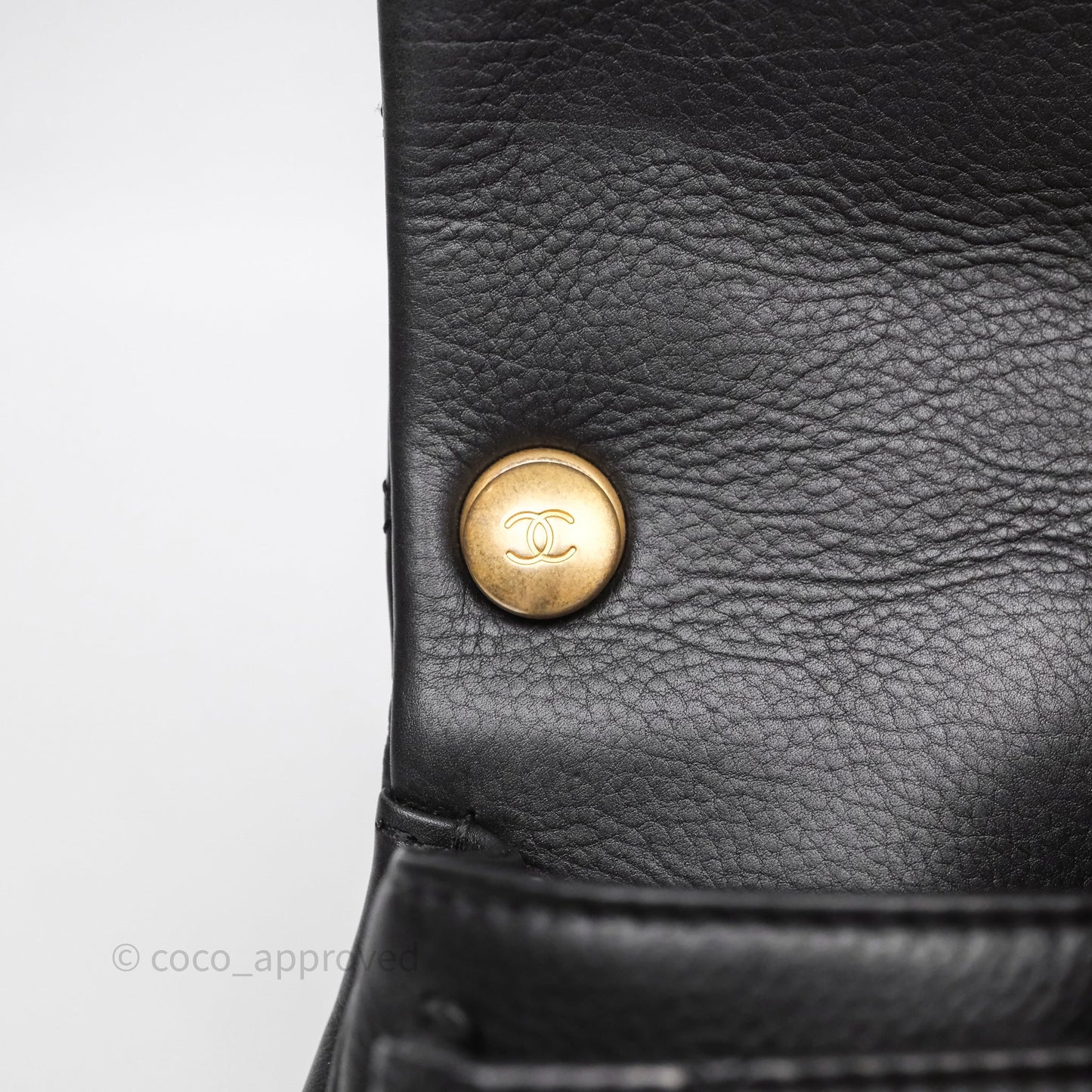 Chanel Quilted Handle Flap Bag Black Calfskin Aged Gold Hardware