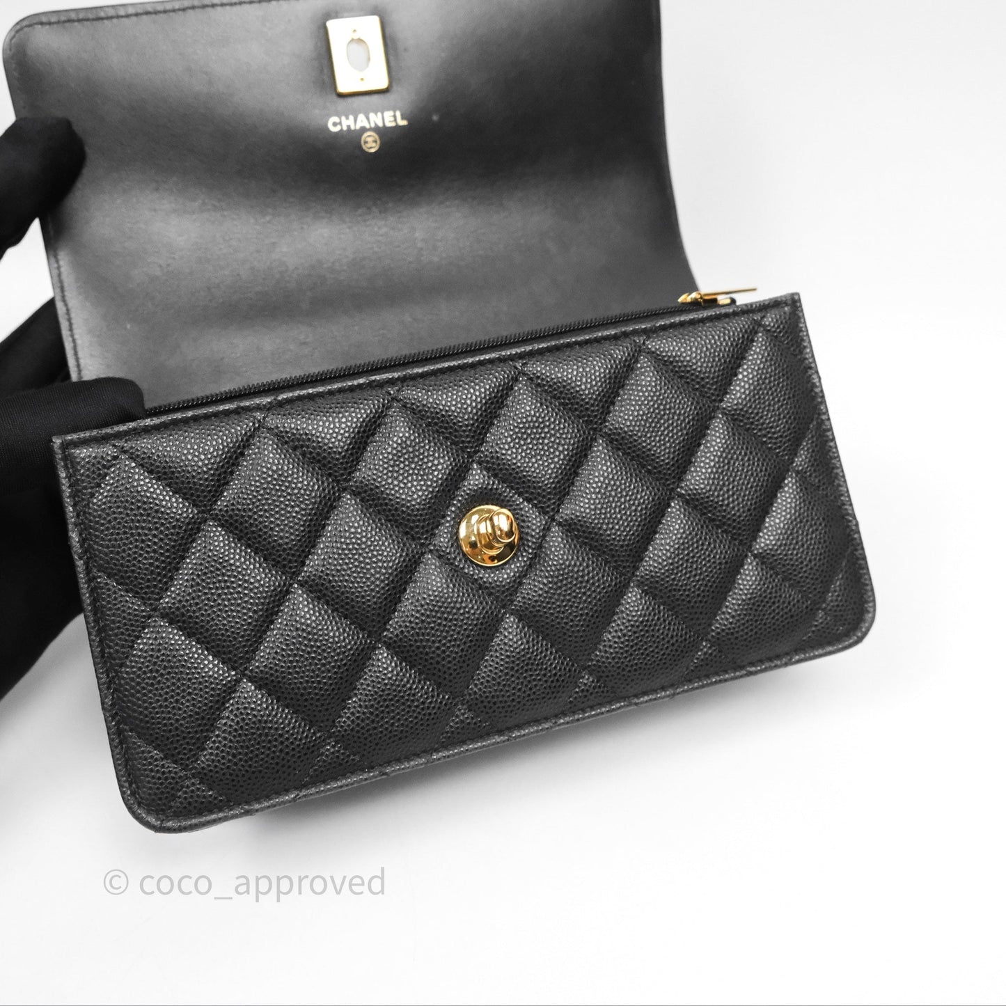 Chanel WOC Bag Charm Black Caviar Gold Hardware