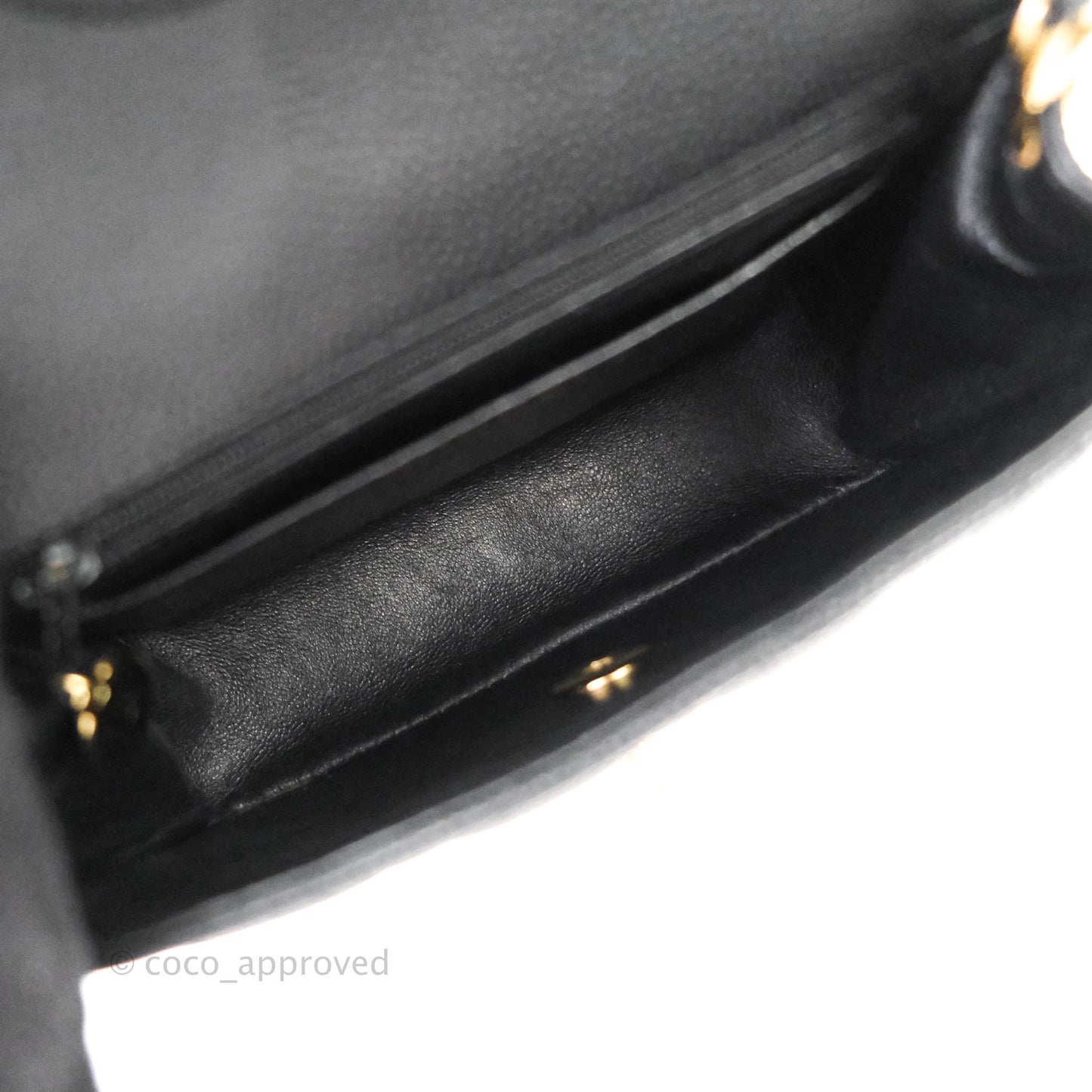 Chanel Quilted Vintage Mini Square Flap Black Caviar 24K Gold Hardware
