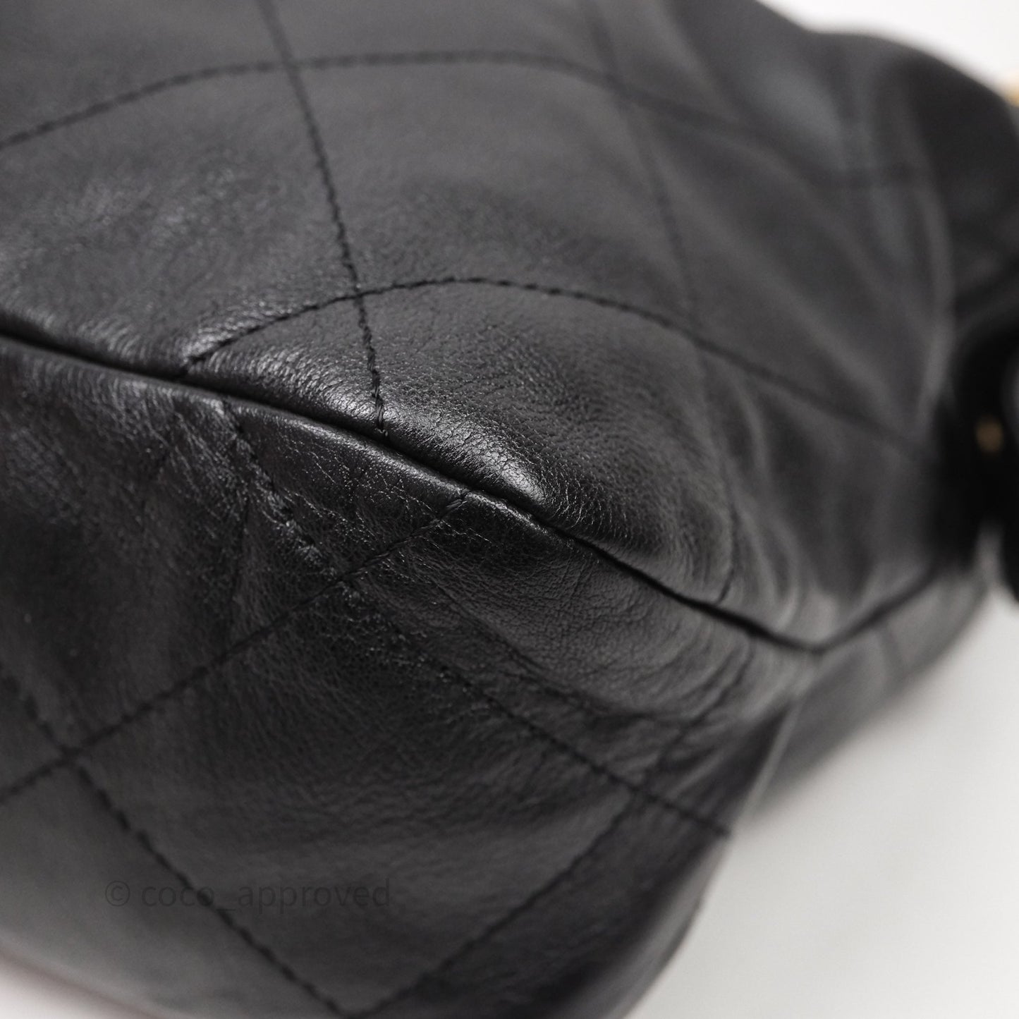 Chanel Hobo Bag Black Calfskin Aged Gold Hardware