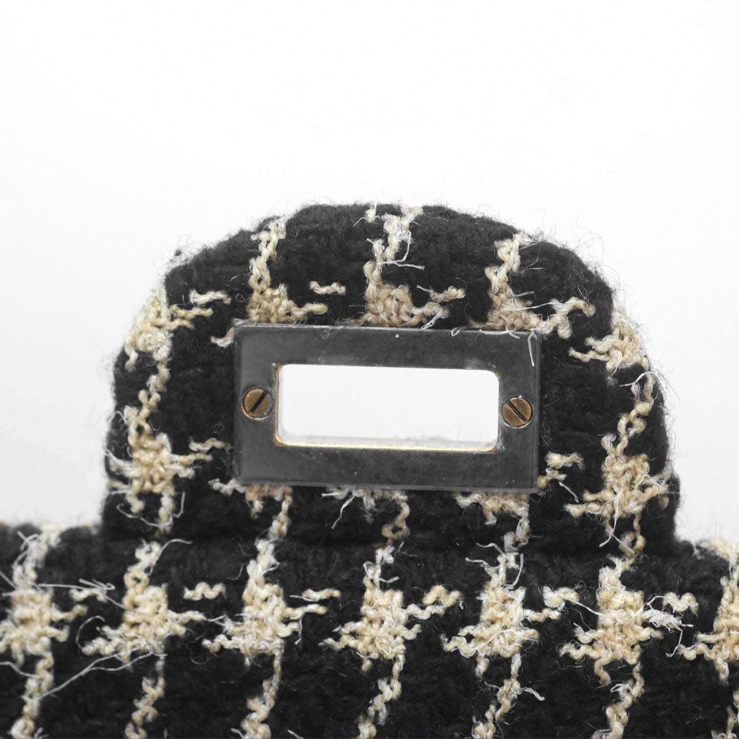 Chanel Reissue 225 Houndstooth Tweed Black Beige Aged Gold Hardware