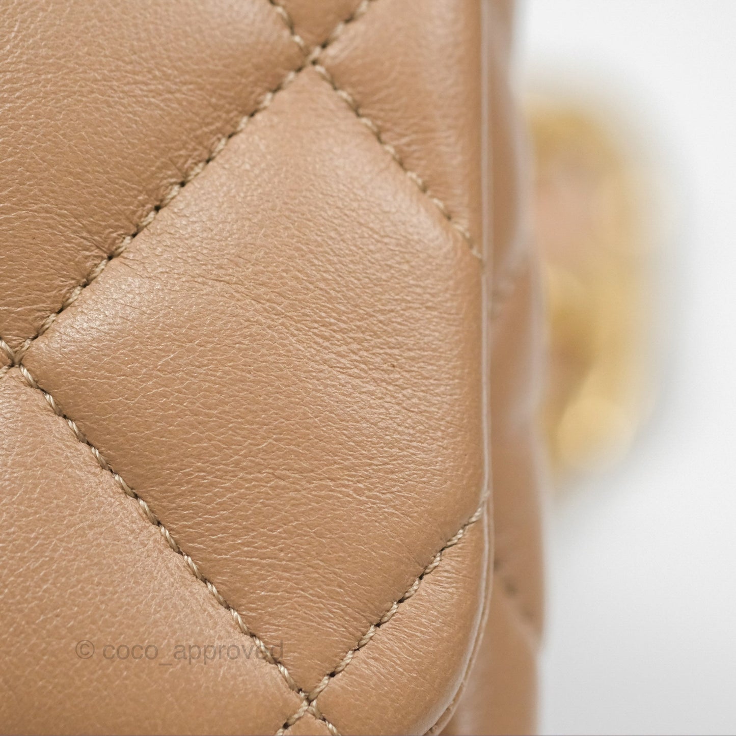 Chanel Small Chunky Chain Flap Bag Lambskin Beige Aged Gold Hardware 22S