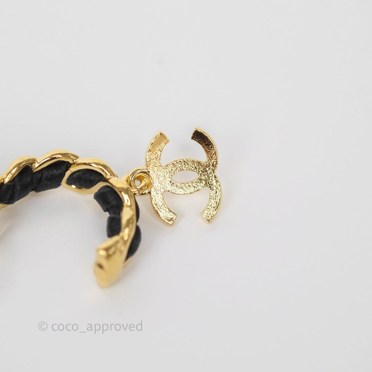 Chanel Braided Drop CC Hoop Earrings 24K