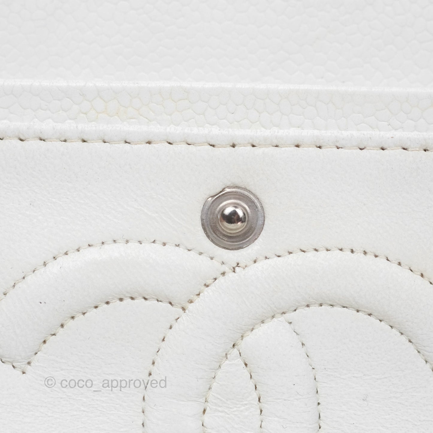 Chanel Classic M/L Medium Double Flap White Caviar Silver Hardware