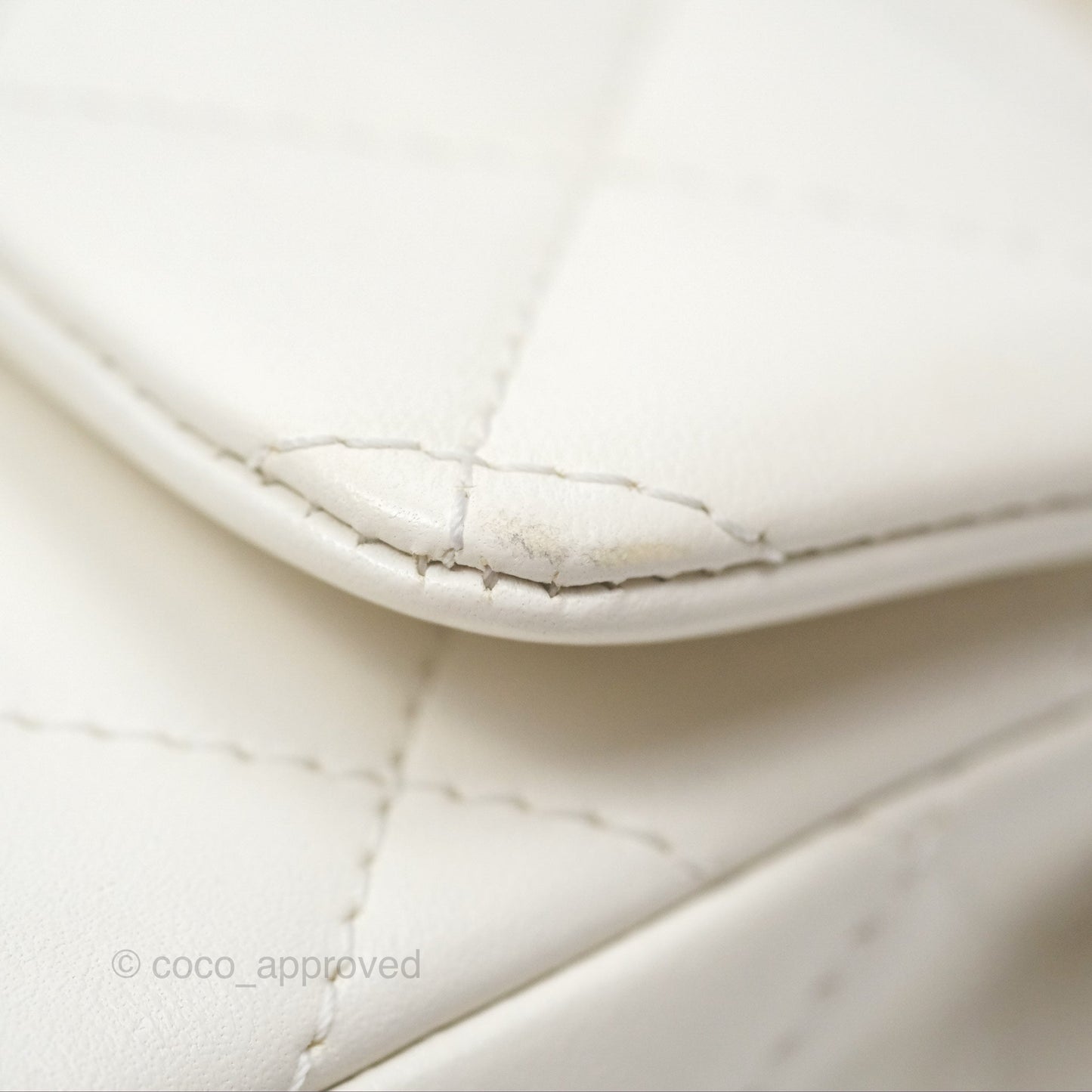 Chanel Top Handle Mini Flap Ivory White Lambskin Gold Hardware