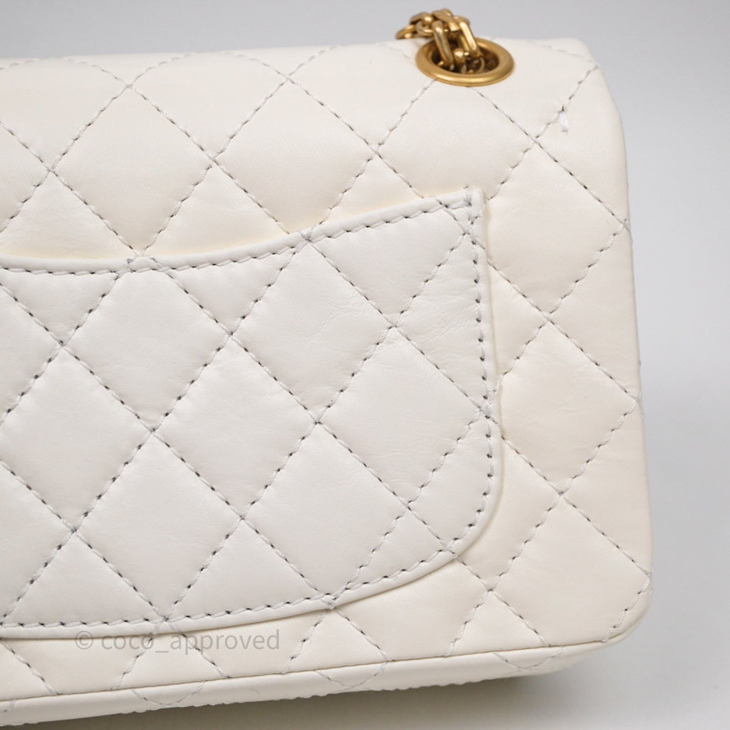 Chanel Mini Reissue 224 White Calfskin Aged Gold Hardware