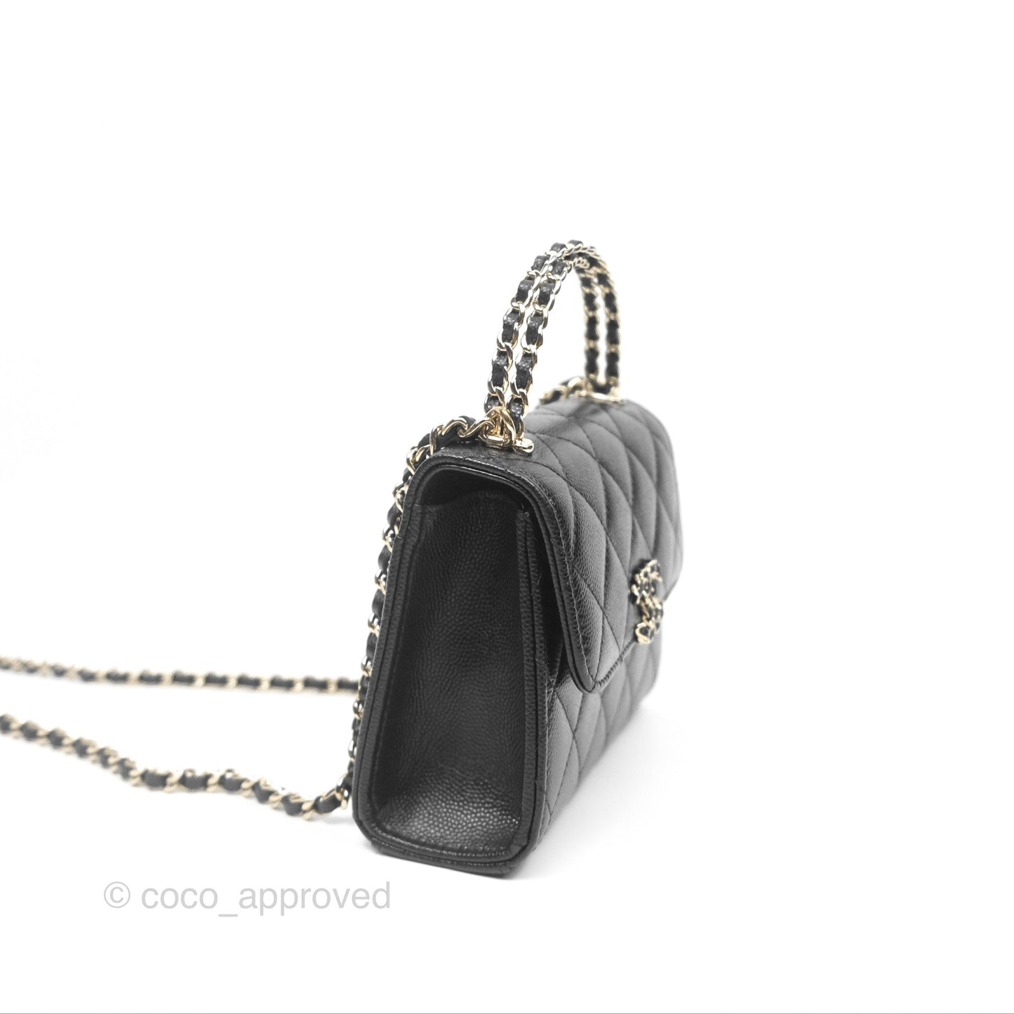Chanel Kelly Clutch With Chain Black Caviar Gold Hardware