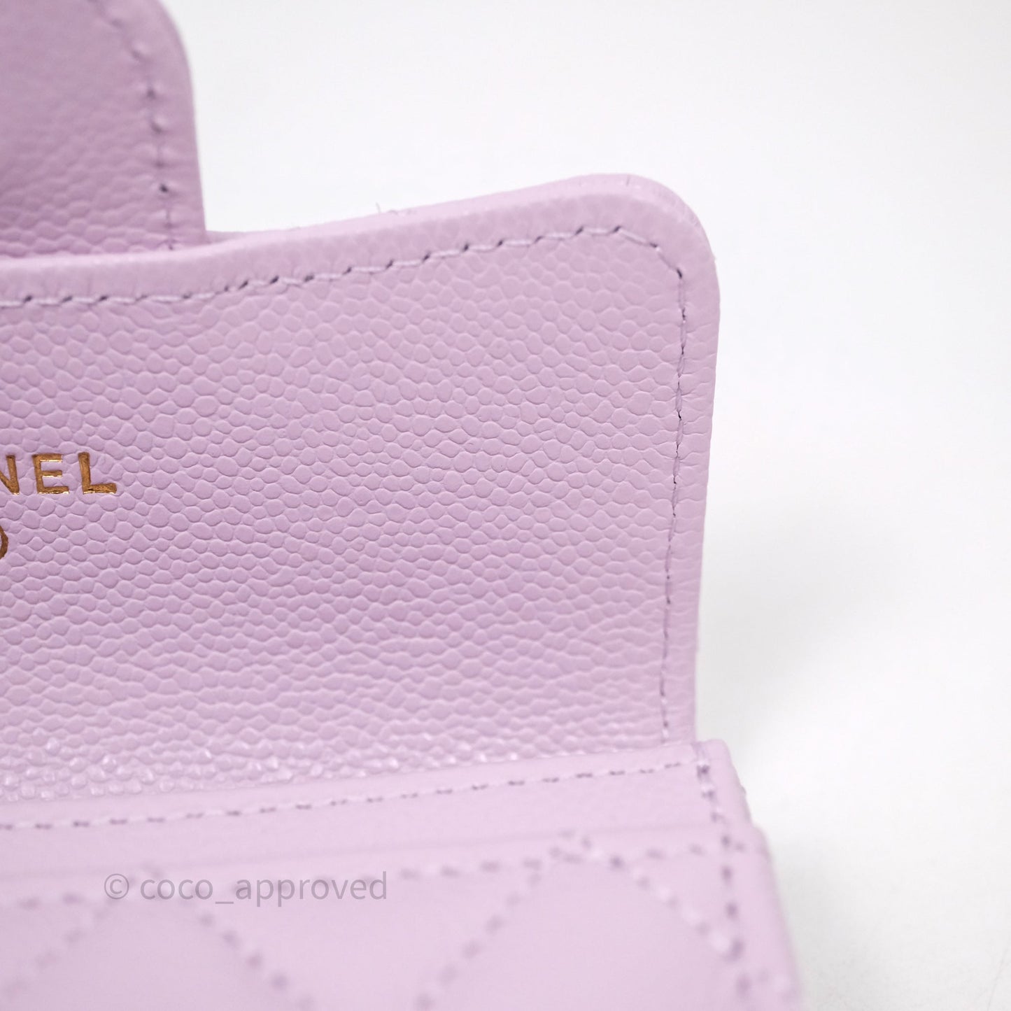 Chanel Quilted Flap Card Holder Purple Caviar Gold Hardware
