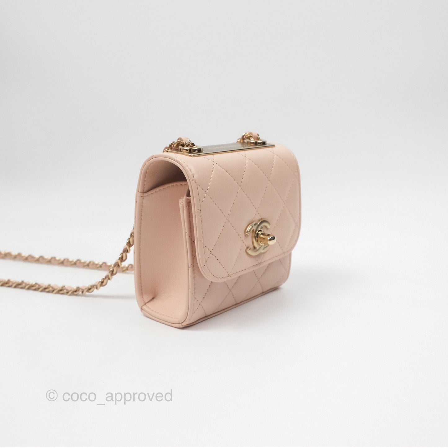 Chanel Mini Quilted Trendy CC Clutch With Chain Light Pink Lambskin Gold Hardware