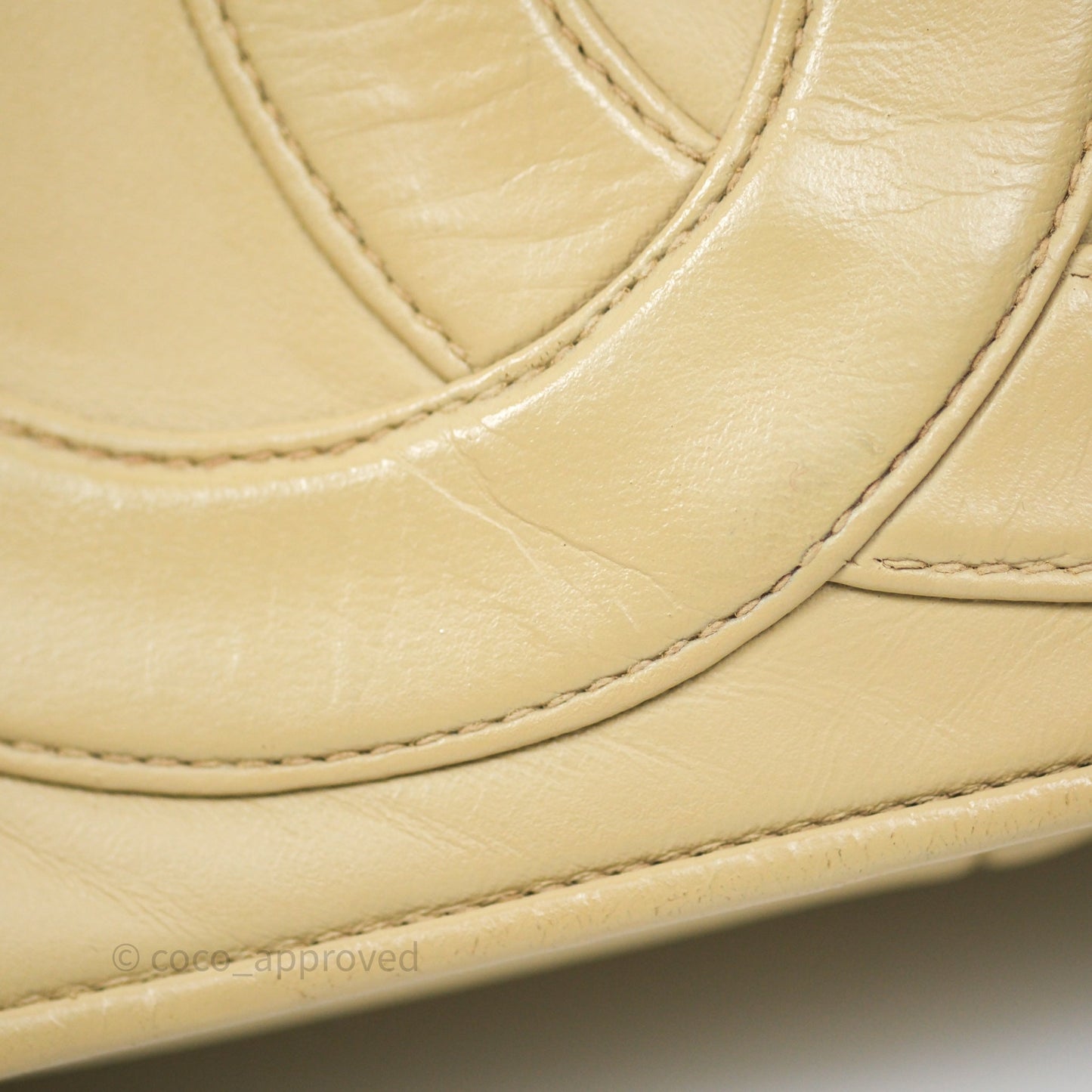 Chanel Vintage CC Flap Bag Beige Lambskin Gold Hardware