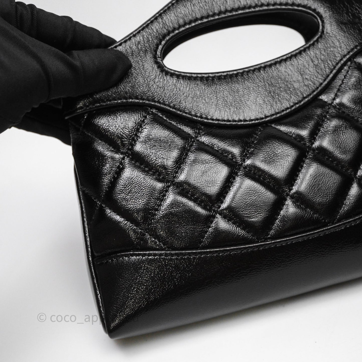 Chanel Nano 31 Black Shiny Lambskin Gold Hardware