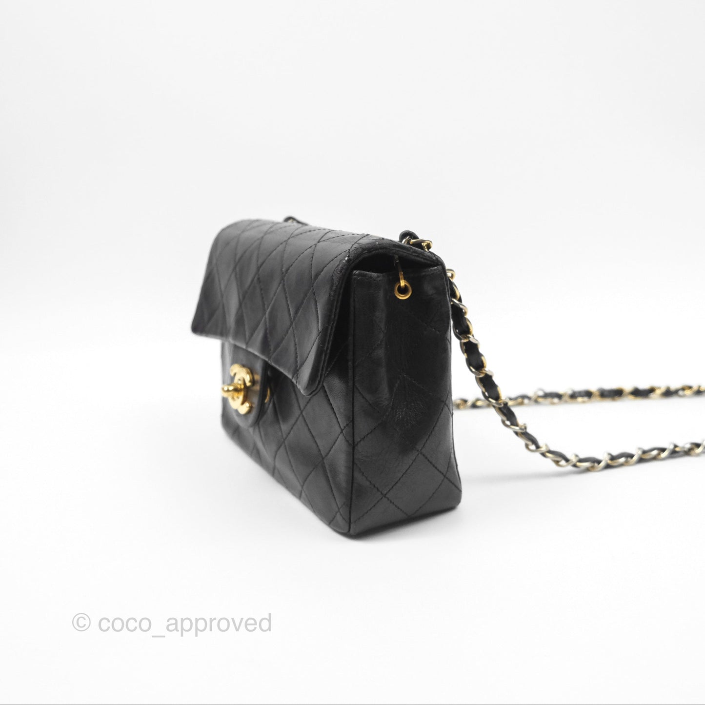 Chanel Vintage Mini Square Black Lambskin 24K Gold Hardware