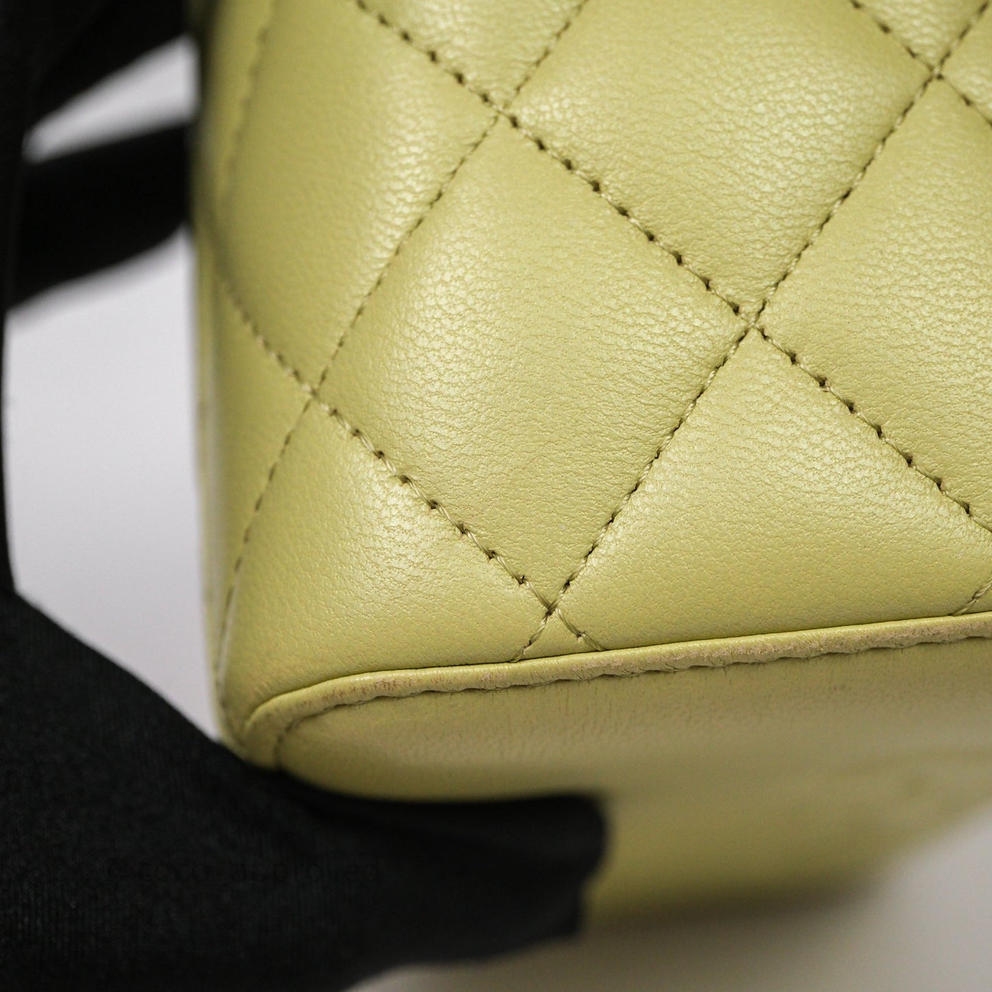 Chanel Quilted Vanity With Chain Lambskin Green Gold Hardware