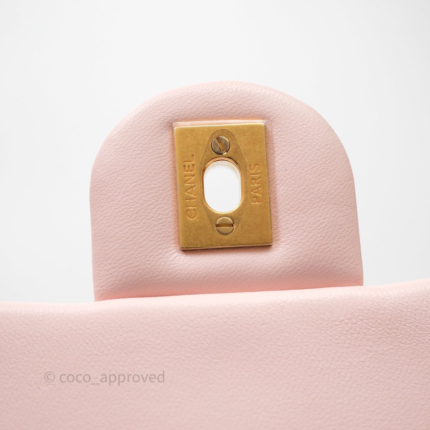 Chanel Mini Rectangular Pearl Crush Baby Pink Lambskin Aged Gold Hardware