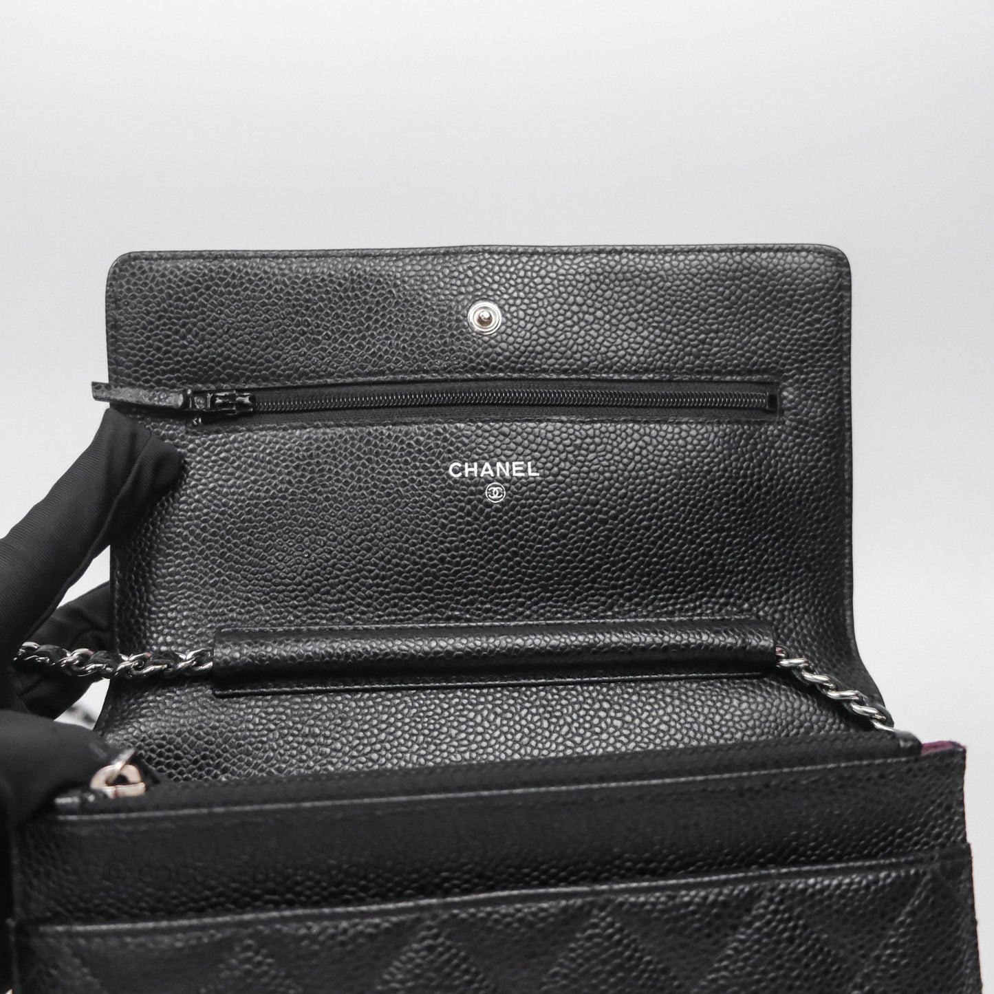 Chanel Quilted Classic WOC Black Caviar Silver Hardware